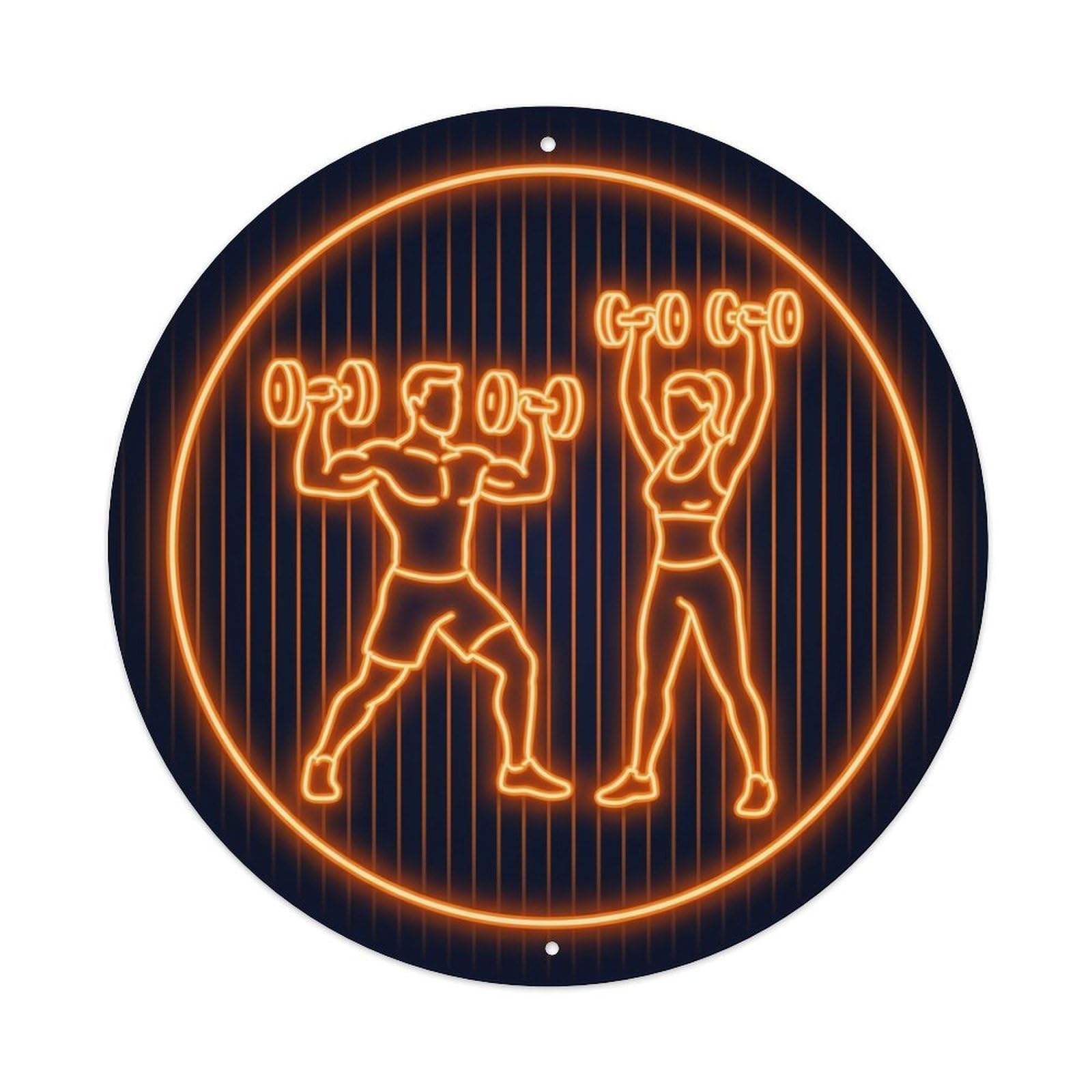 Vintage Faux Neon Gym Retro Bodybuilding Fitness Grind Metal Tin Sign