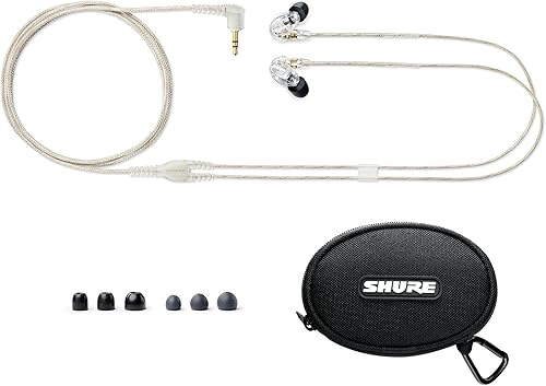 Vista 3 de Shure SE215 PRO Wired Earbuds, Professional Sound Isolating Earphones with Clear Sound and Deep Bass, Single Dynamic MicroDriver, Secure In-Ear Claro