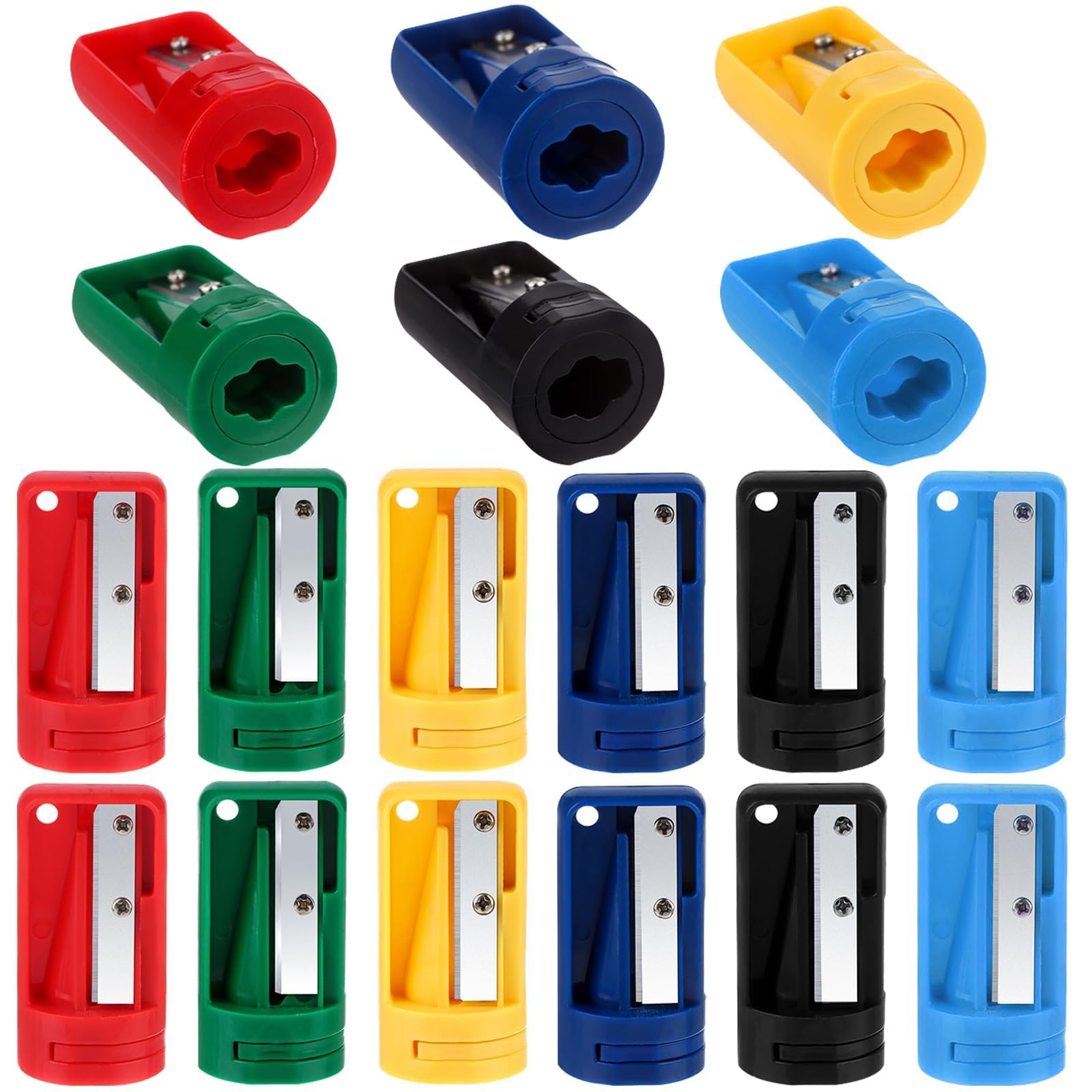 Photo 1 of 18 Pcs Carpenter Pencil Sharpener Compact Manual Carpenter Pencil Sharpener Portable Woodwork Pencil Cutter Heavy Duty Construction Pencil Sharpening Tool for Woodworking Travel School Office