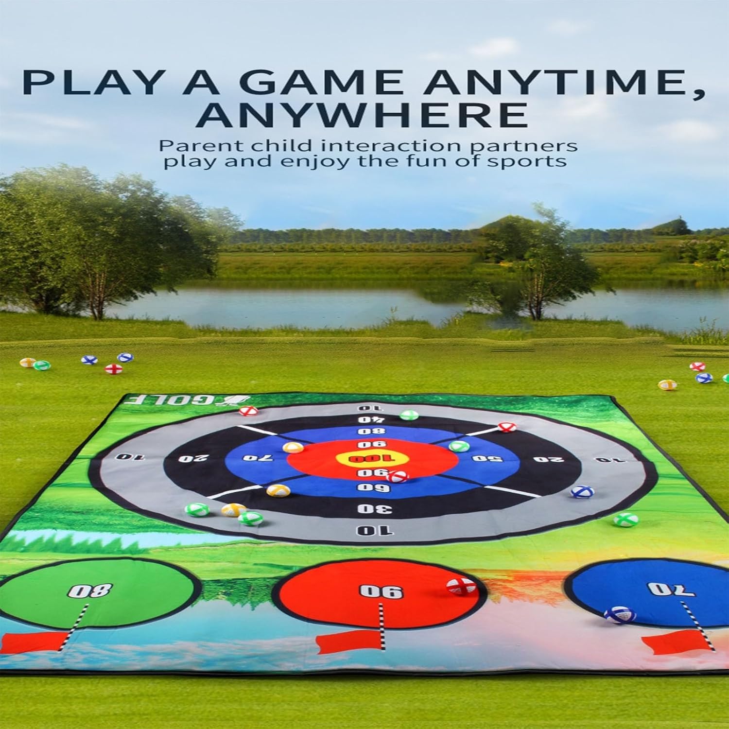 37-piece Golf Chipping Game Set, Sticky Golf Training Set, Suitable for Adults and Children Indoors and Outdoors; Includes Clubs, Grass mat, Carrying Bag, etc.