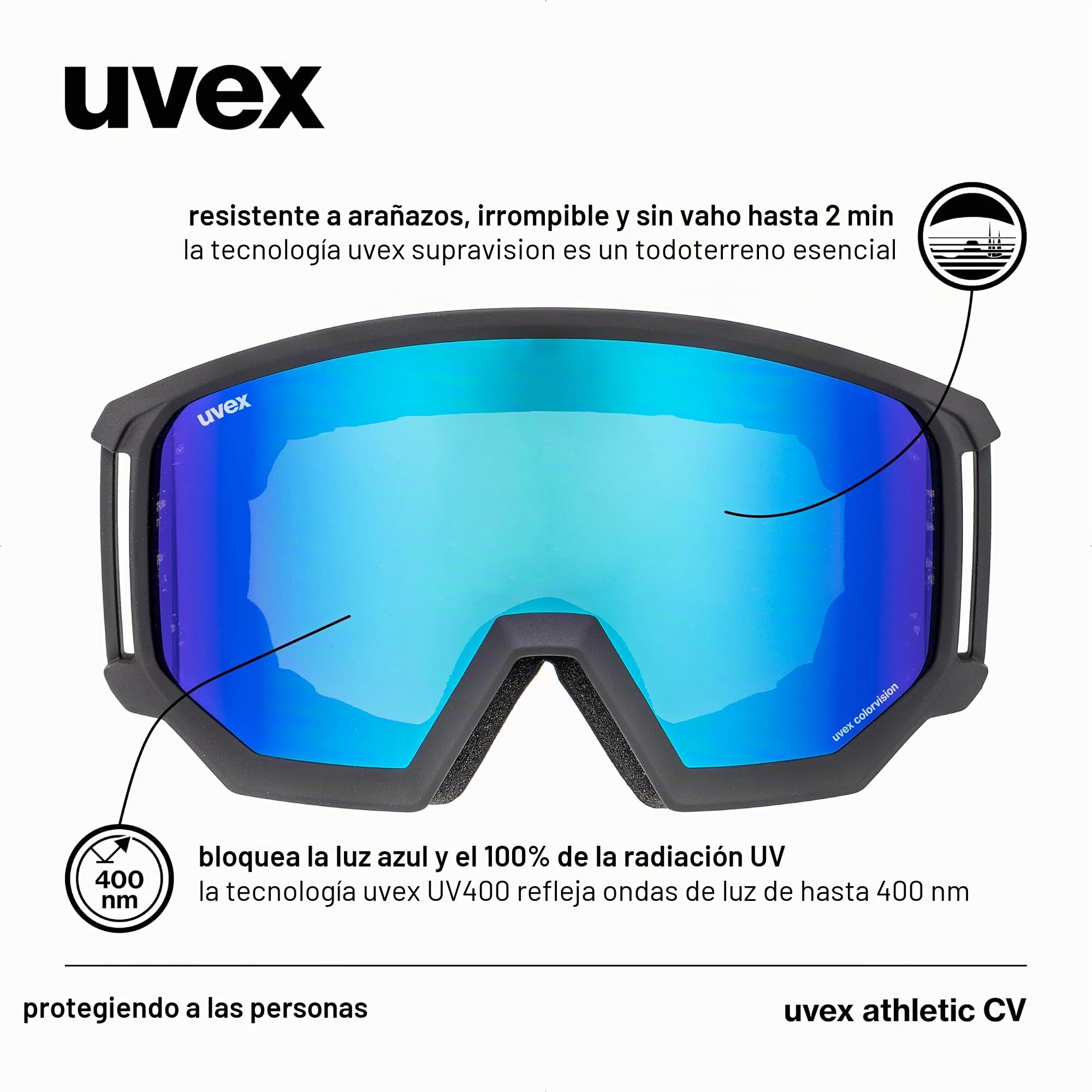 Uvex Athletic Cv Gafas de esquí. Unisex adulto (Pack de 1)
