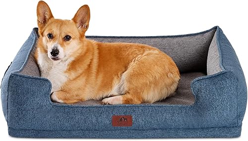 Hollypet Cama Ortopédica Rectangular para Perros Medianos, Camas de Espuma de Caja de Huevos de Apoyo para Mascotas con Funda Impermeable Extraíble