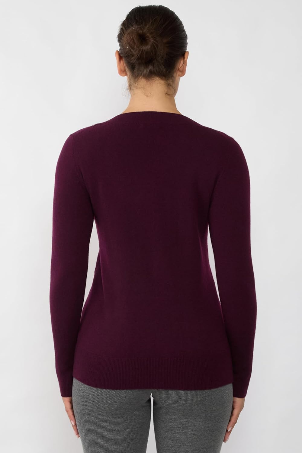 JENNIE LIU Women's 100% Pure Cashmere Long Sleeve Ava V Neck Pullover Sweater - Image 3