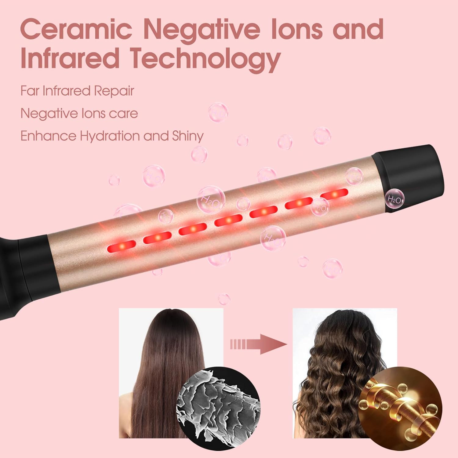Infrared 8 in 1 Curling Iron Set with 8 Ceramic Barrels Interchangeable, Hair Curler Wand for Long Hair, Professional Curling Wand Set with LED Temperature Control, Glove and 2 Hair Clips
