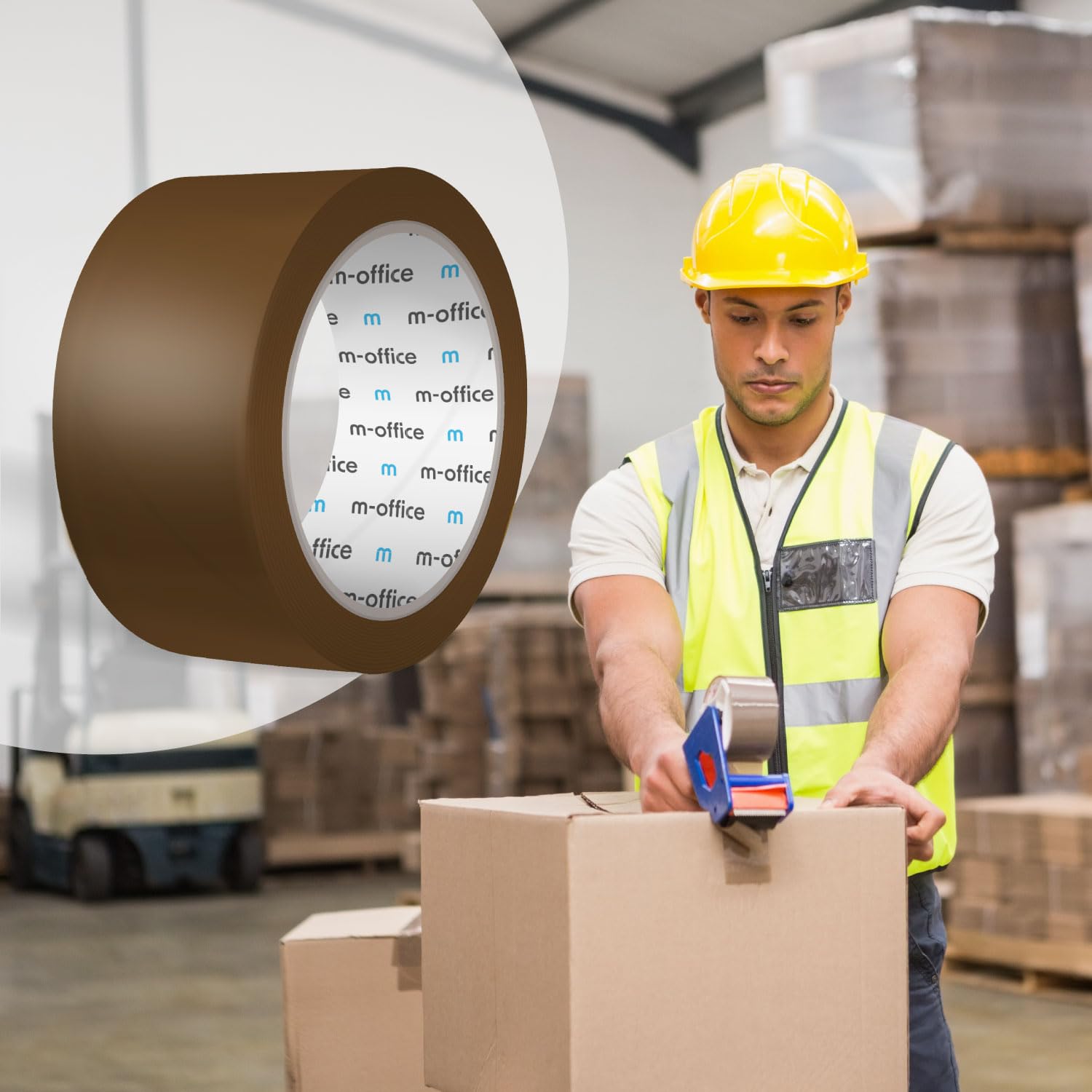 m-office Nastro Adesivo, Nastro Adesivo Marrone da Imballaggio, Rotolo di Nastro per Scatole da Imballaggio, Spedizioni, Traslochi e Artigianato, Sigillo Sicuro e Resistente (36 unità, 36mmx120m)
