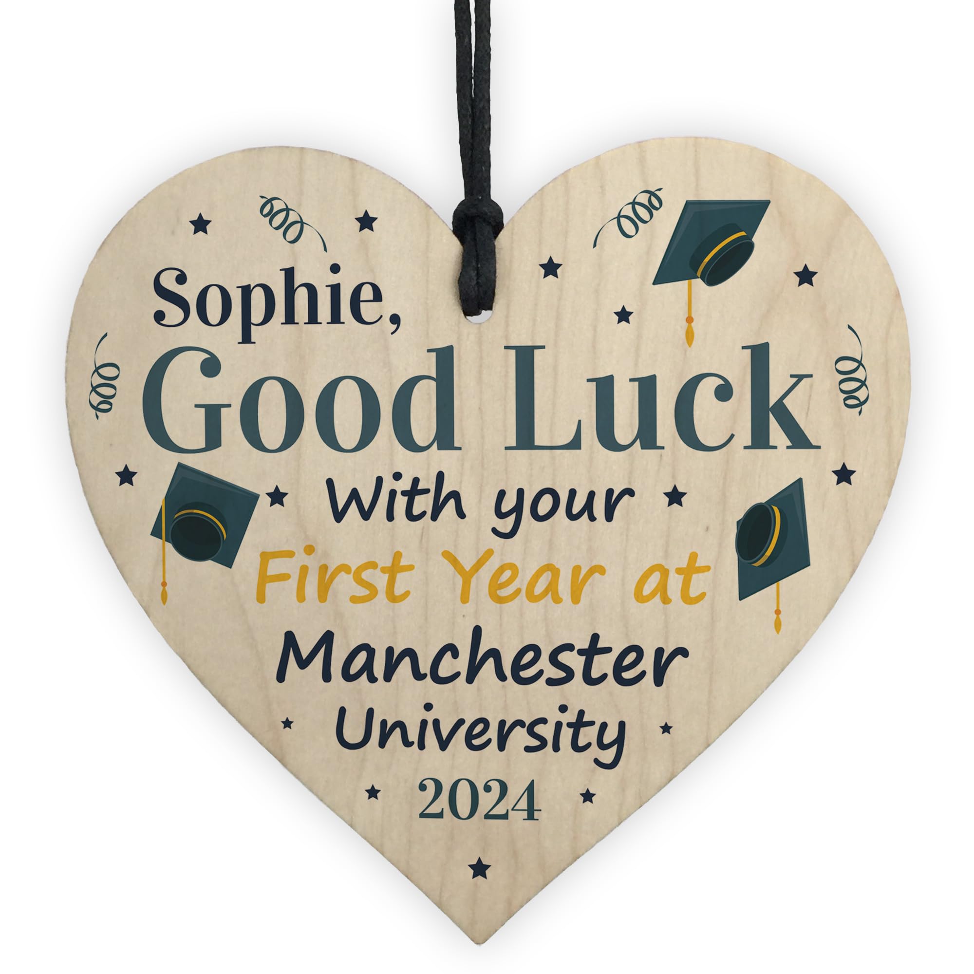 Red Ocean Personalised First Year At University Good Luck, First Year Uni For Son Daughter, Good Luck University, Wooden Heart, Back To