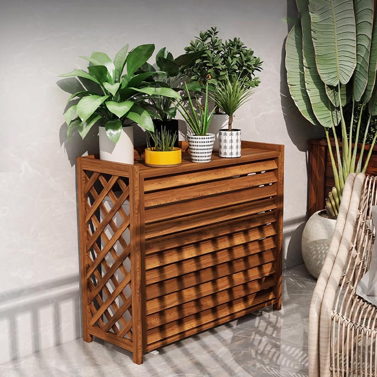 Holz Abdeckung Für Klimaanlage Außengerät - Sichtschutz 96x40x89cm