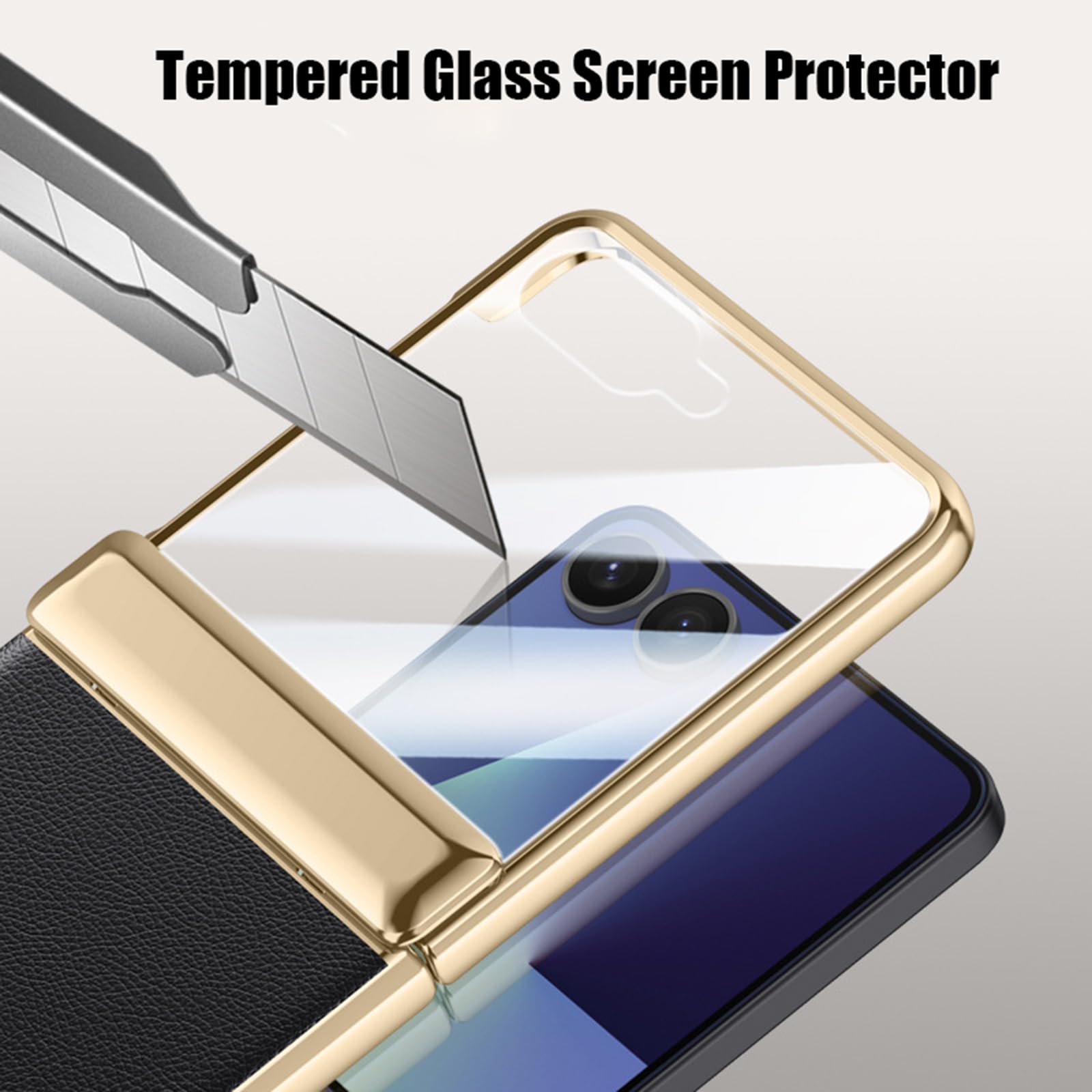 Sottile Custodia per Samsung Galaxy Z Flip 8, Lusso Placcatura Pelle Cover