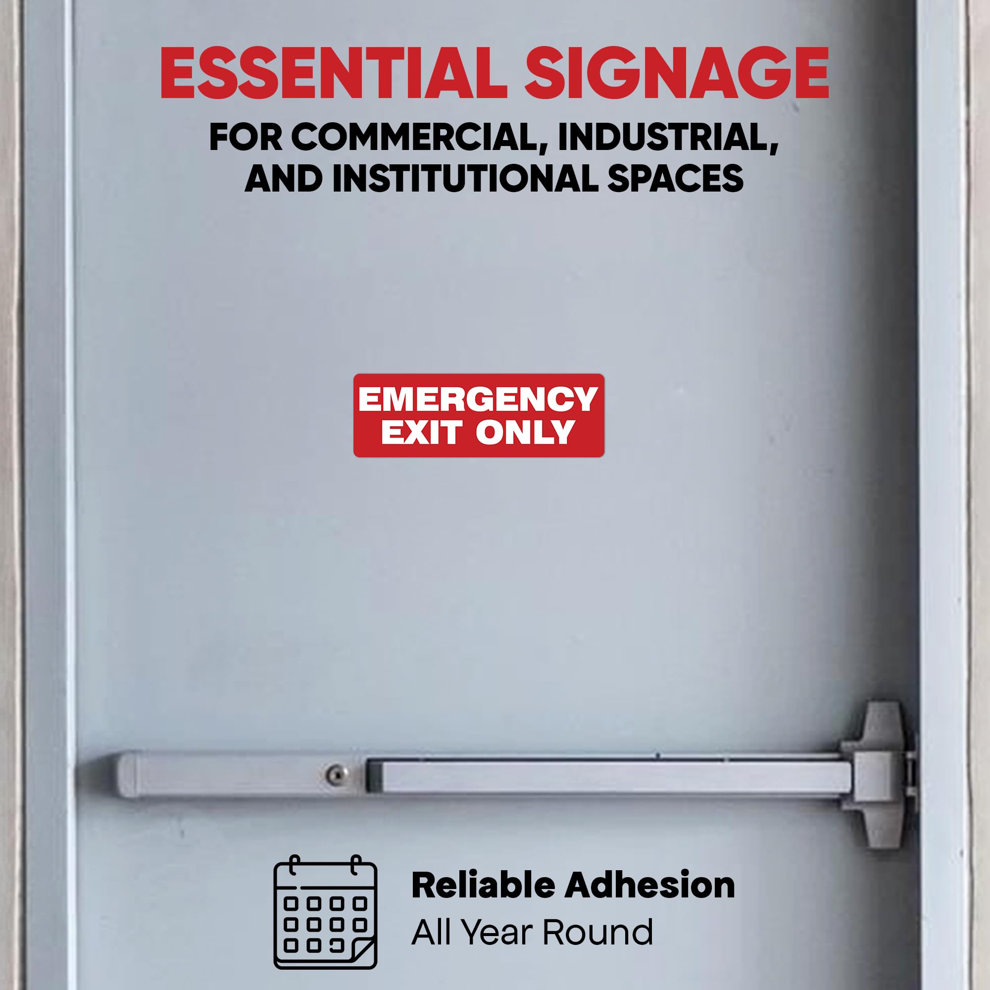 Pegatinas de señal de salida de emergencia (paquete de 2), 8.75 x 3 pulgadas, adhesivo fuerte, duradero, impermeable, para puertas y paredes, perfecto para señalización de salida de