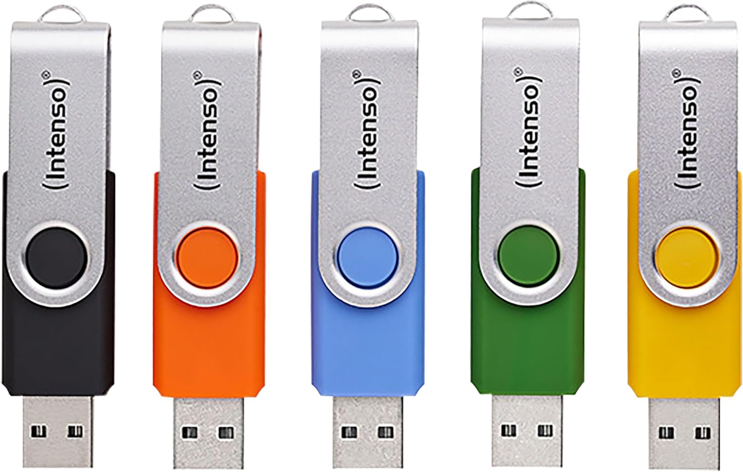 Intenso Office Line Multipack USB Stick 5X 32GB - Super Speed USB 3.2, up to 70MB/s, Assorted Colours with Metal Bracket and Labelling Labels