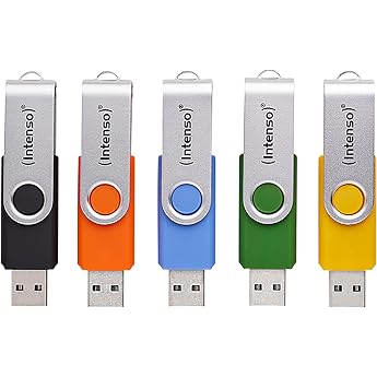 Intenso Office Line USB Stick 3.2 Gen 1 x 1 Flash Drive Set Pack of 5 16 GB | Colourful multipack with 70 MB/s read speed, ro