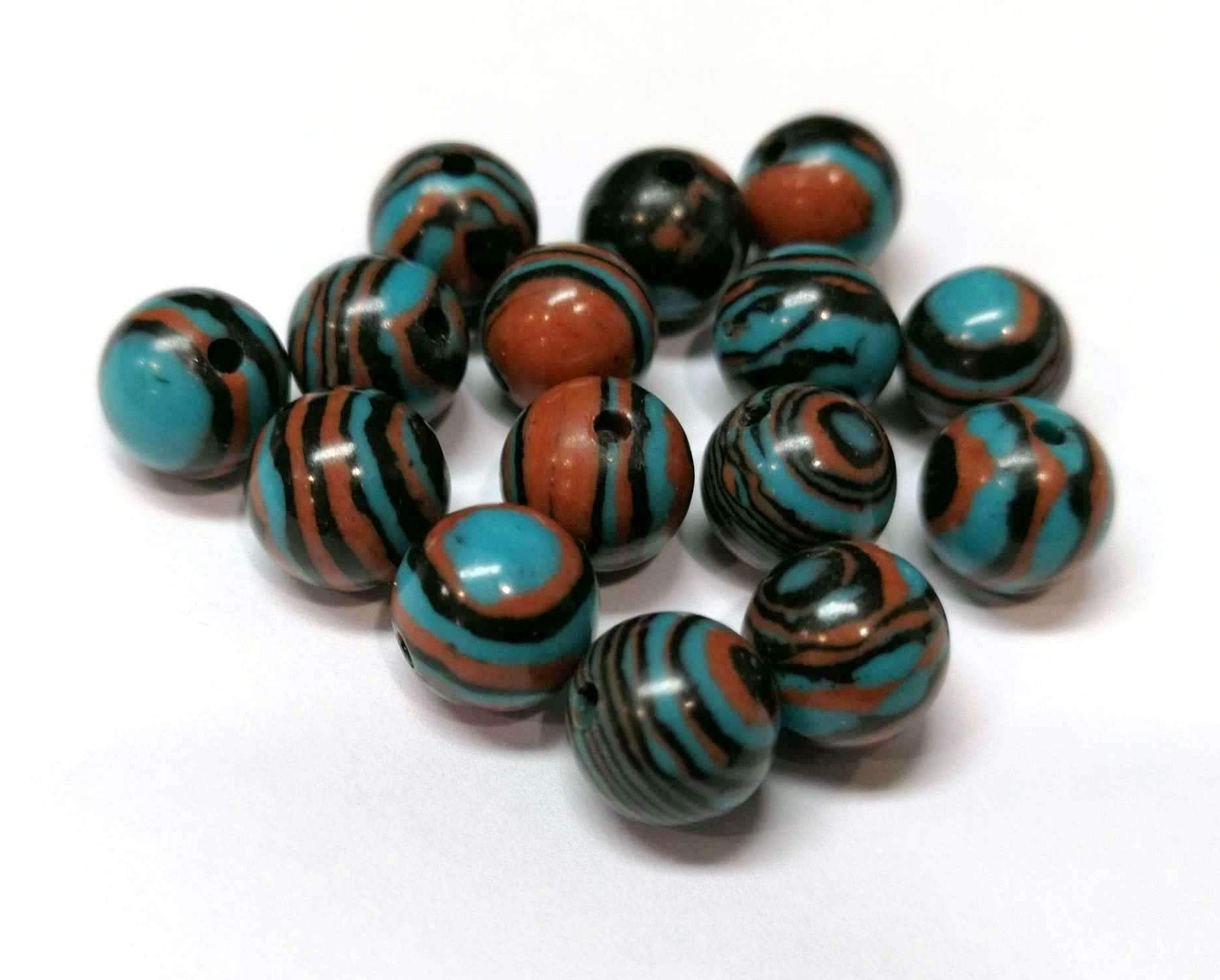 Stripes Agate Beads Round 8 mm Agate Pearl Natural Stone Pack of 15 Semi-Precious Gemstone Beads for DIY Chain Gemstone Beads Choice of Colours (Blue Black White) - Image 3