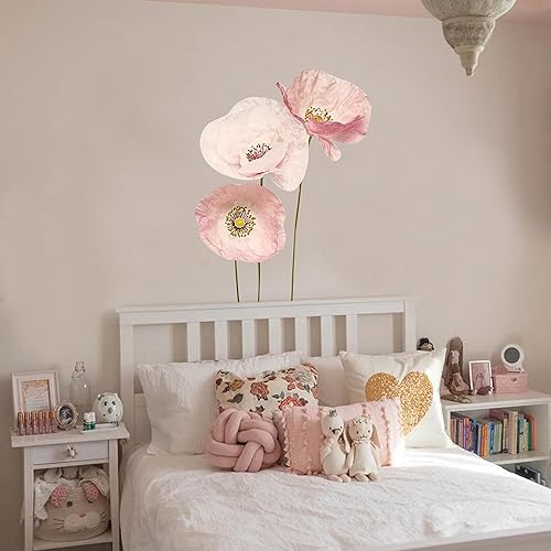 Calcomanías de pared de flor de loto para sala de estar, calcomanías de pared de loto rosa floreciente, decoraciones de pared de loto extraíbles,