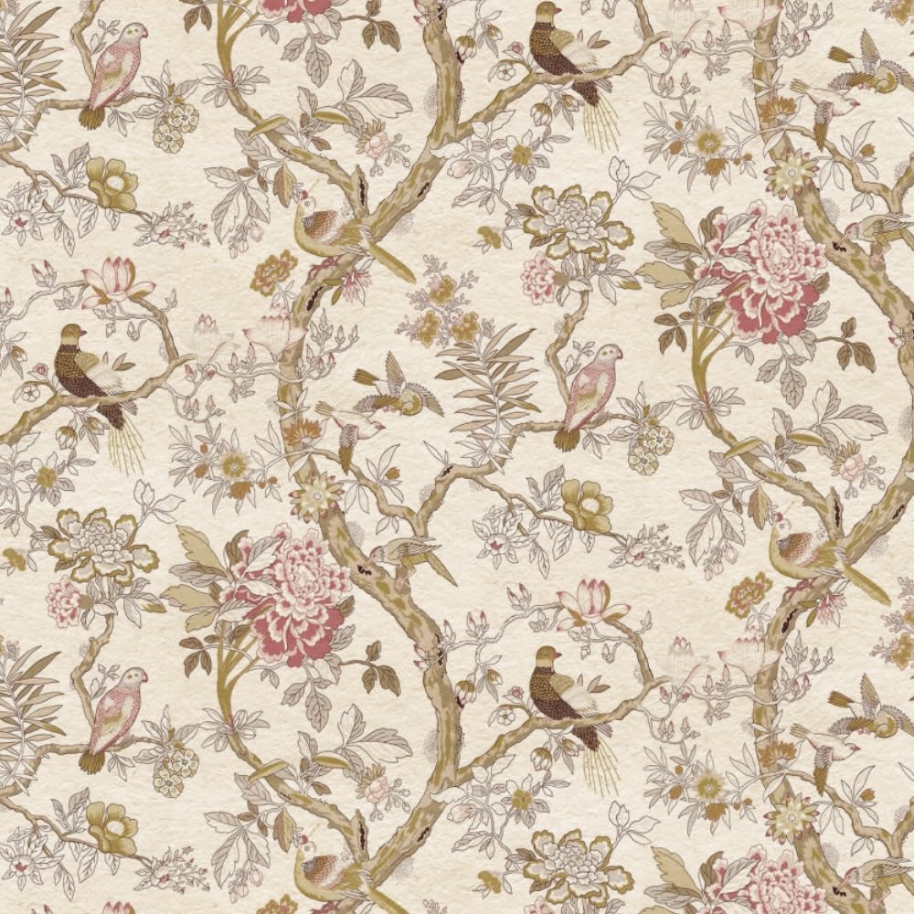 Dacaicloth Pink Vintage Floral Peel And Stick Wallpaper, 44 X 600 Cm, Sage Green And Removable Self-Adhesive Wall Stickers For Home Bedroom Cabinets Thicken,17.3 X 236 Inches