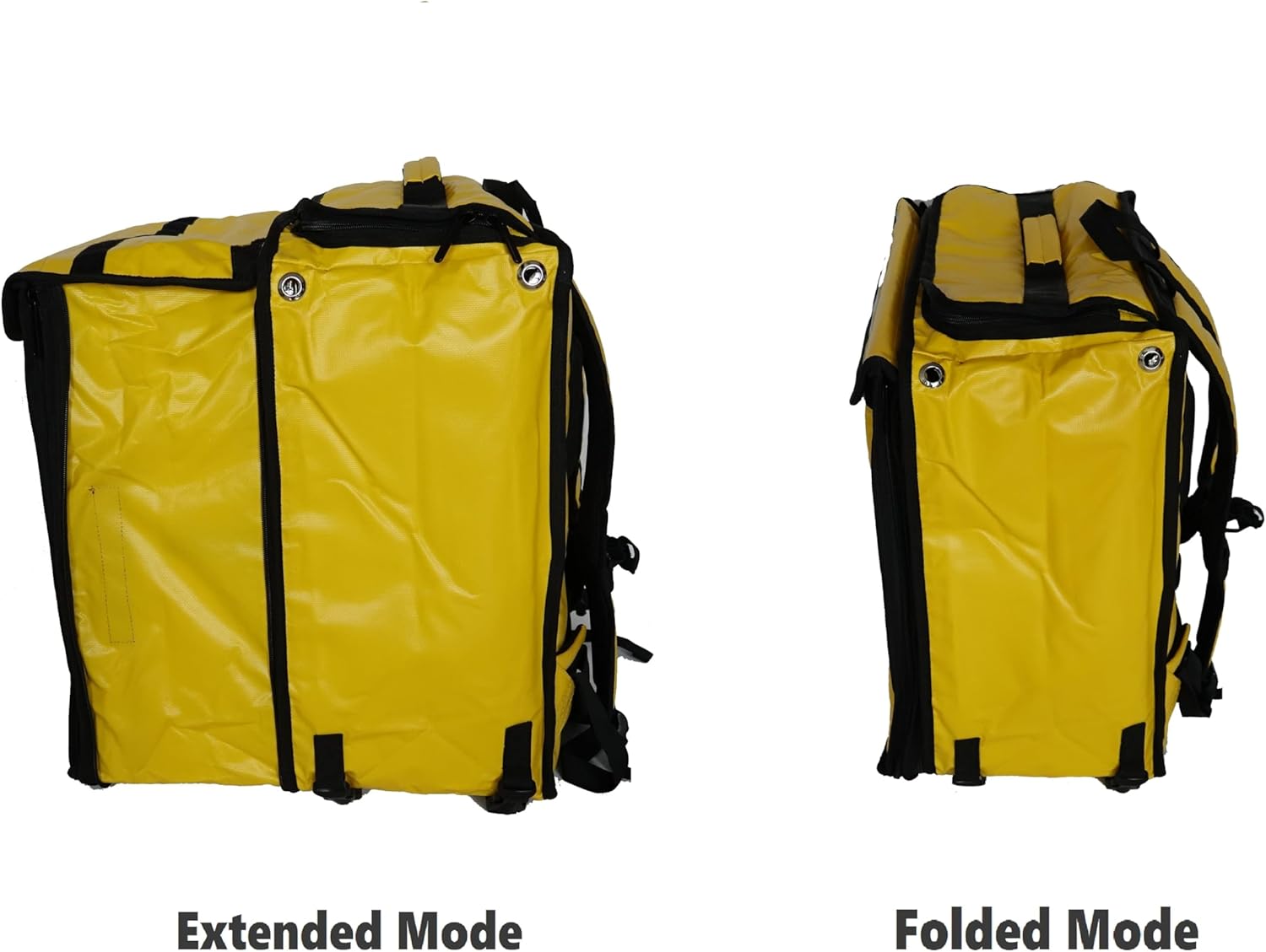 PK-GV: Extendable Food Delivery Rucksacks, Flexible Pizza Takeaway Bags, Delivery Backpacks with Cup Holders,Yellow