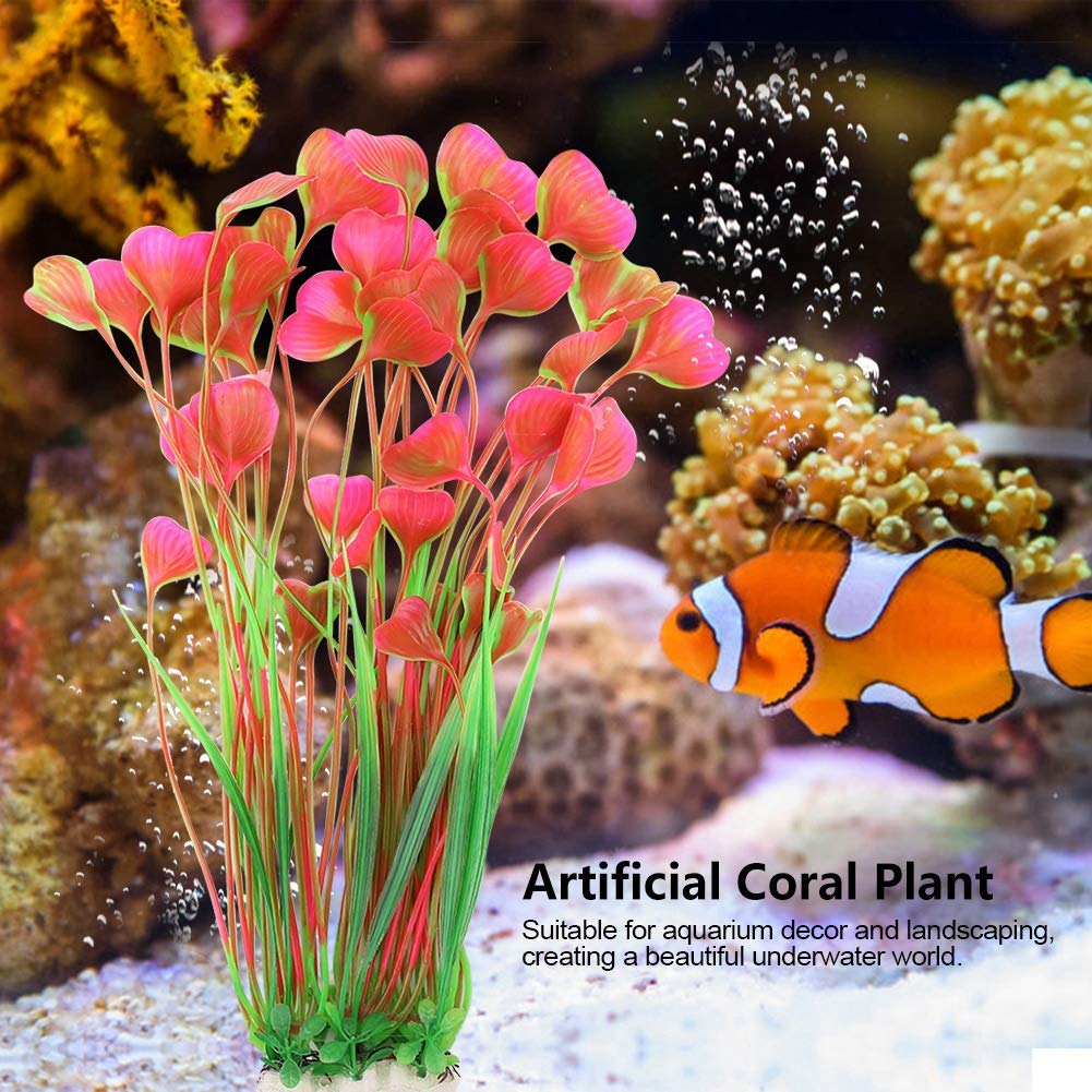 HEEPDD Plantes d'aquarium Aquatiques artificielles de Simulation, décorations de réservoir de Poissons en Plastique sous-Marin d'herbe d'eau de Plante pour l'aquarium(Rose)