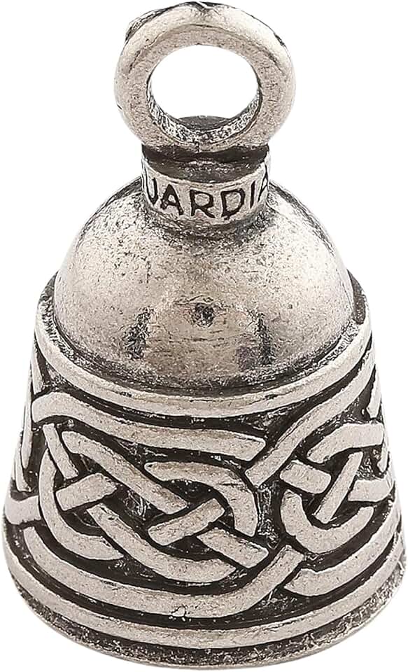 Guardian Bell Celtic Good Luck Bell w/Keyring & Black Velvet Gift Bag | Motorcycle Bell | Lead-Free Pewter | Made in USA