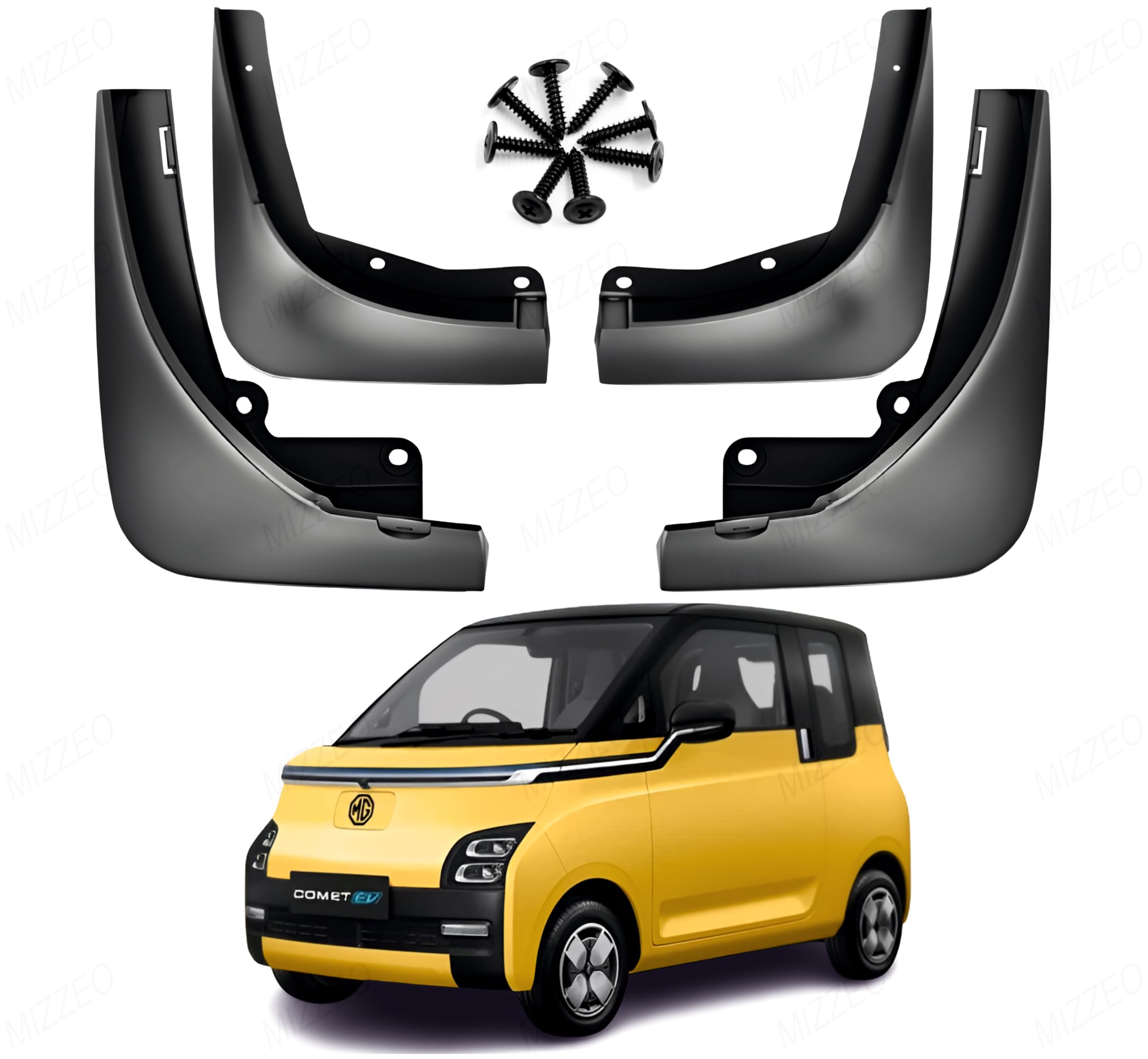 MIZZEO Front and Rear Plastic Mud Flaps, Set of 4, Compatible with MG Comet EV (2023-25)-picture-12