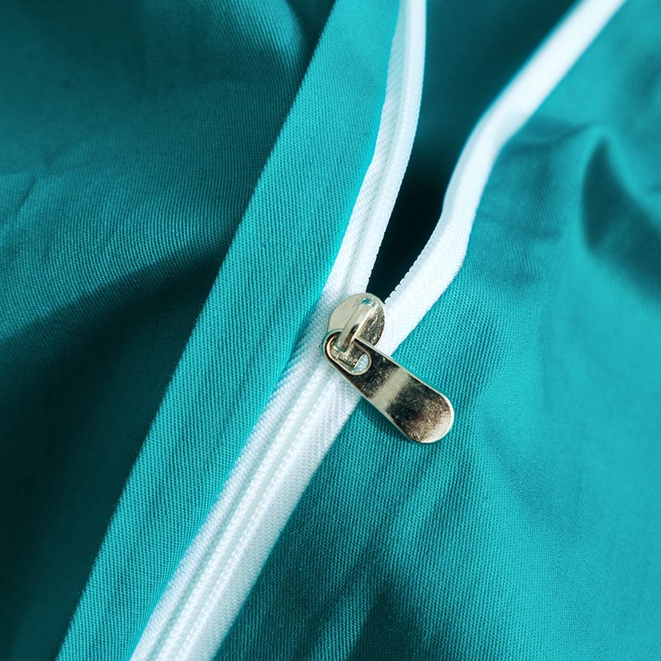 SUSYBAO Turquoise Blue Duvet Cover King 100% Cotton 3 Pcs Set 1 Modern Turquoise Duvet Cover with Zipper Ties 2 Pillow Shams Stylish Neutral Bedding Set Luxury Soft Breathable - Image 3