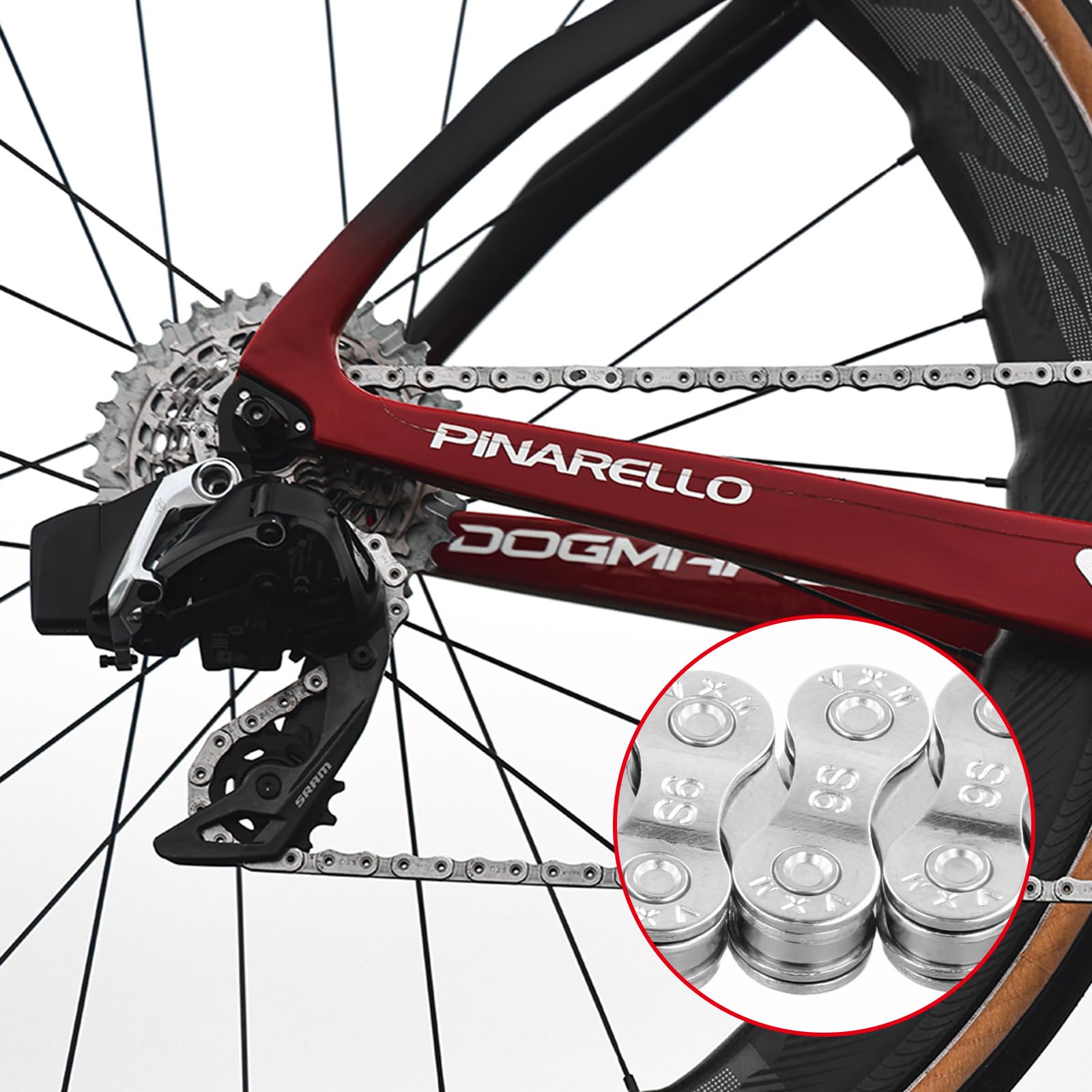 Catena Per Bici 6/7/8 Velocità - 116 Maglie In Acciaio Carbonio, Compatibile Shimano/SRAM - Foto 10