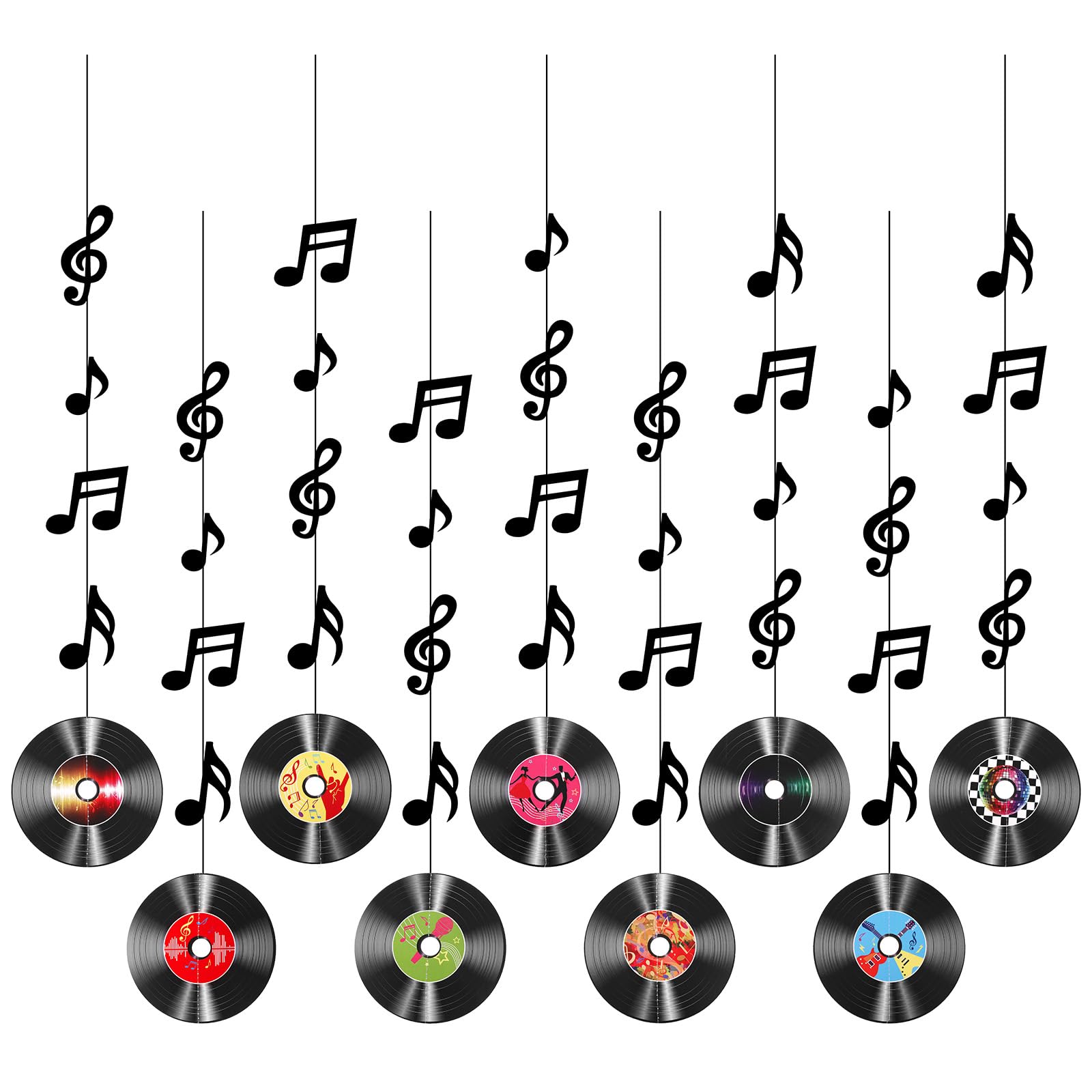 9 Pcs Records Wall Decor Rock and Roll Party Decorations Music Themed Party Decorations 90s Room Decor Vinyl Record Decors Rock and Roll Favors Retro Decors for 50's Theme Music Video DJ Supplies