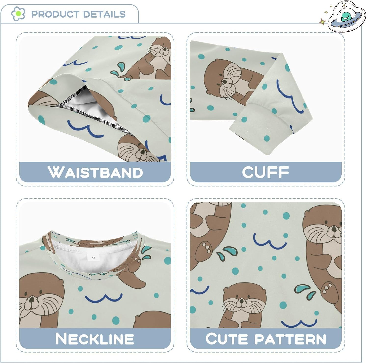 Sea Otters Ocean Animal Boy Girl Sweatshirt Toddler Crewneck Pullover Sweater Long Sleeve Fall Winter Clothes