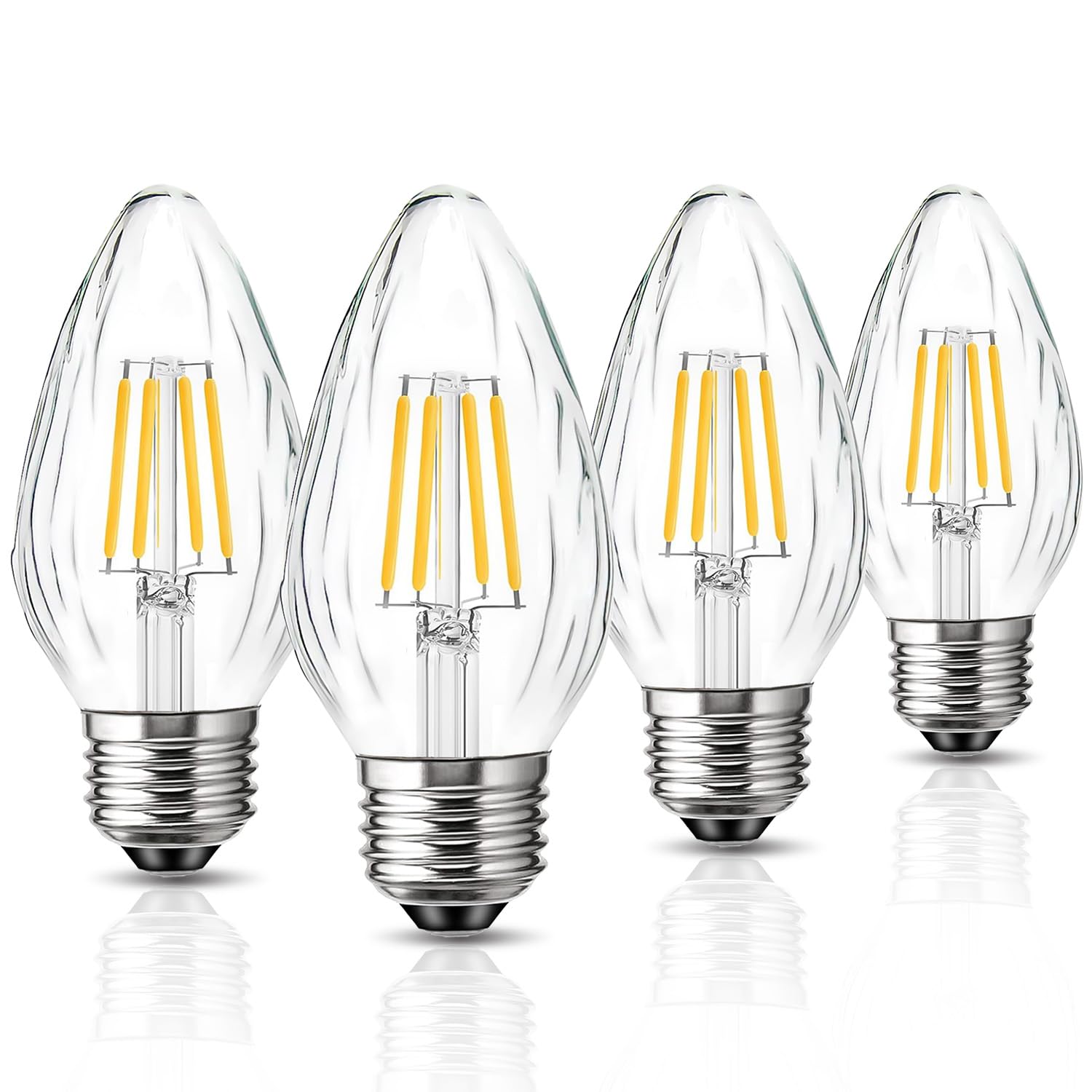 LangPlus+ F15 Dimmable LED Porch Light Bulbs - 4W Warm White Flame Style Bulbs, 4-Pack