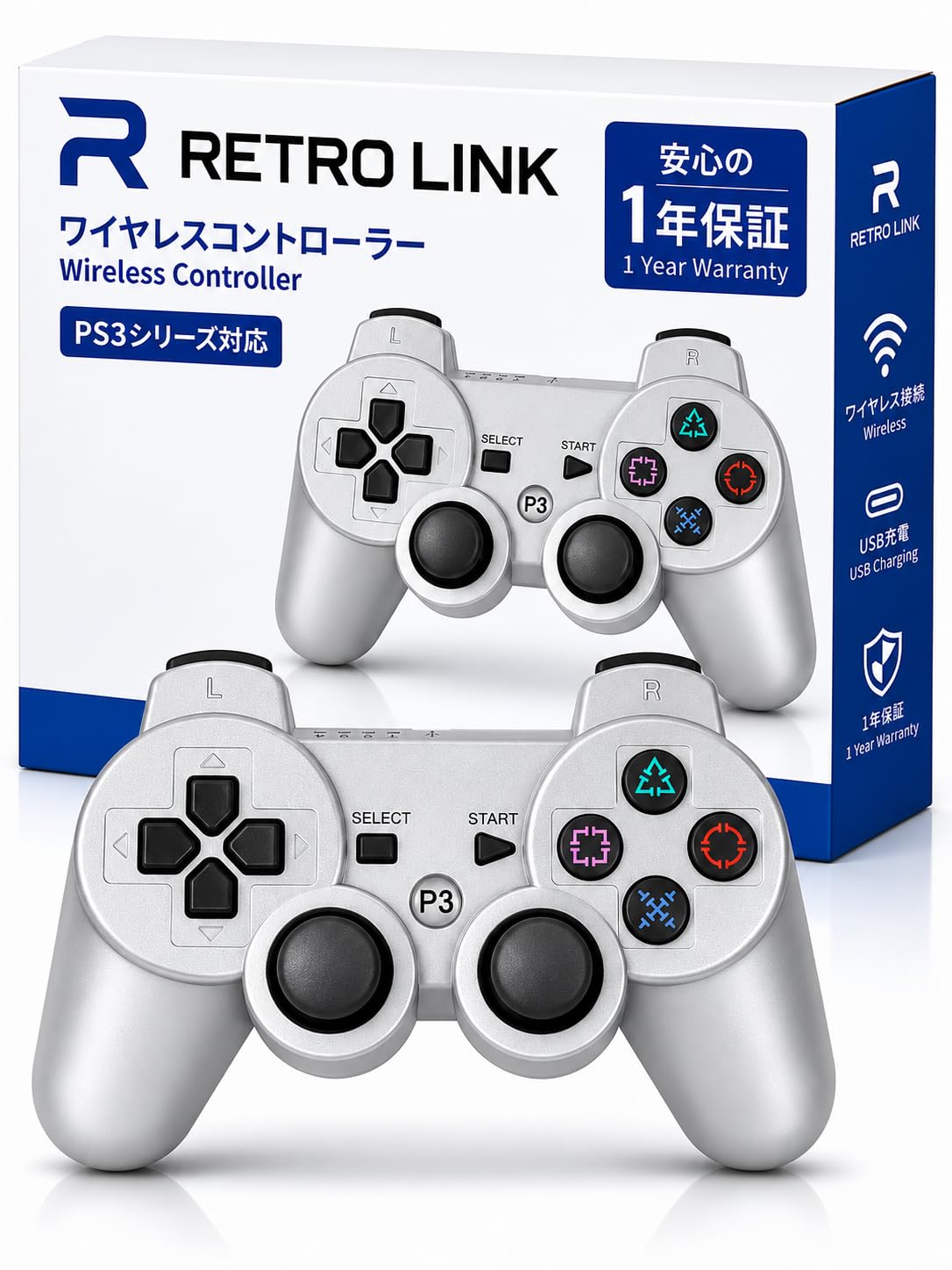 【純正同等レイアウト】K&SGAMER PS3 ワイヤレス互換コントローラー/振動対応/Bluetooth接続