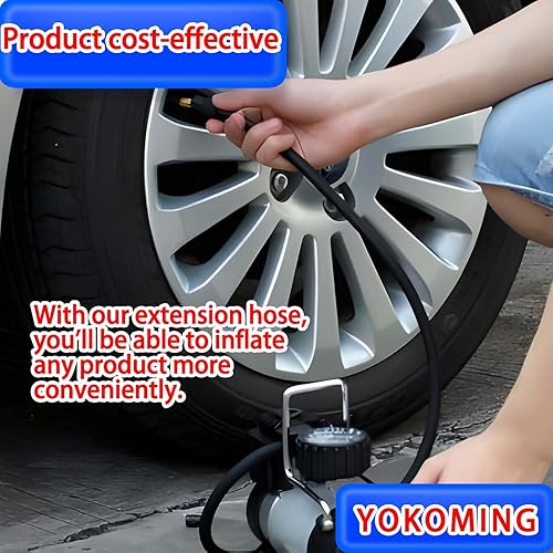 Miniatura 6 de YOKOMING Manguera de inflado de neumáticos de 39 pulgadas (39.4 in), compresor portátil, manguera de extensión de aire, manguera de aire corta con