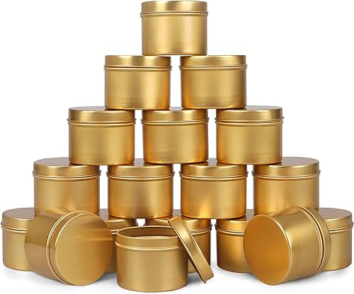 DINGPAI Lata para velas, 18 unidades, recipientes de vela de 4 onzas, tarros de vela para hacer velas, color dorado, artes y manualidades,