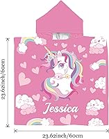 Vista 3 de Toalla de playa personalizada con capucha para niños, toallas de playa personalizadas con capucha, súper absorbente, de secado rápido, personalizada