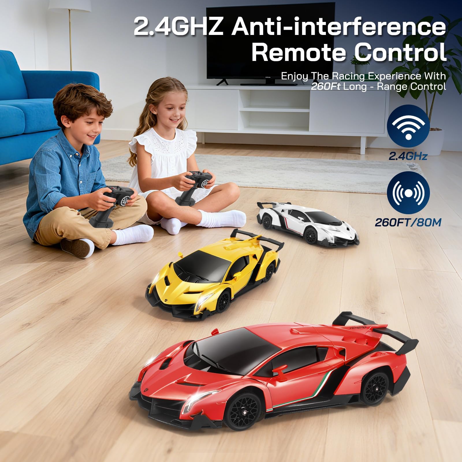 Lamborghi-nii - Coche de Drift Control remoto (escala 1:18, 4 ruedas, 35 km/h, con acelerador proporcional, iluminación LED, para niños de 6 a 12 años