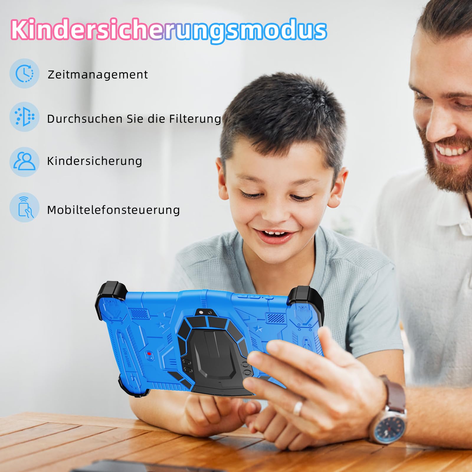 Tablette Enfant Semeakoko 7 Pouces – Android 14, 10 Go RAM, 64 Go ROM, Octa-core 2GHz, 3000mAh, Contrôle Parental, Bleu