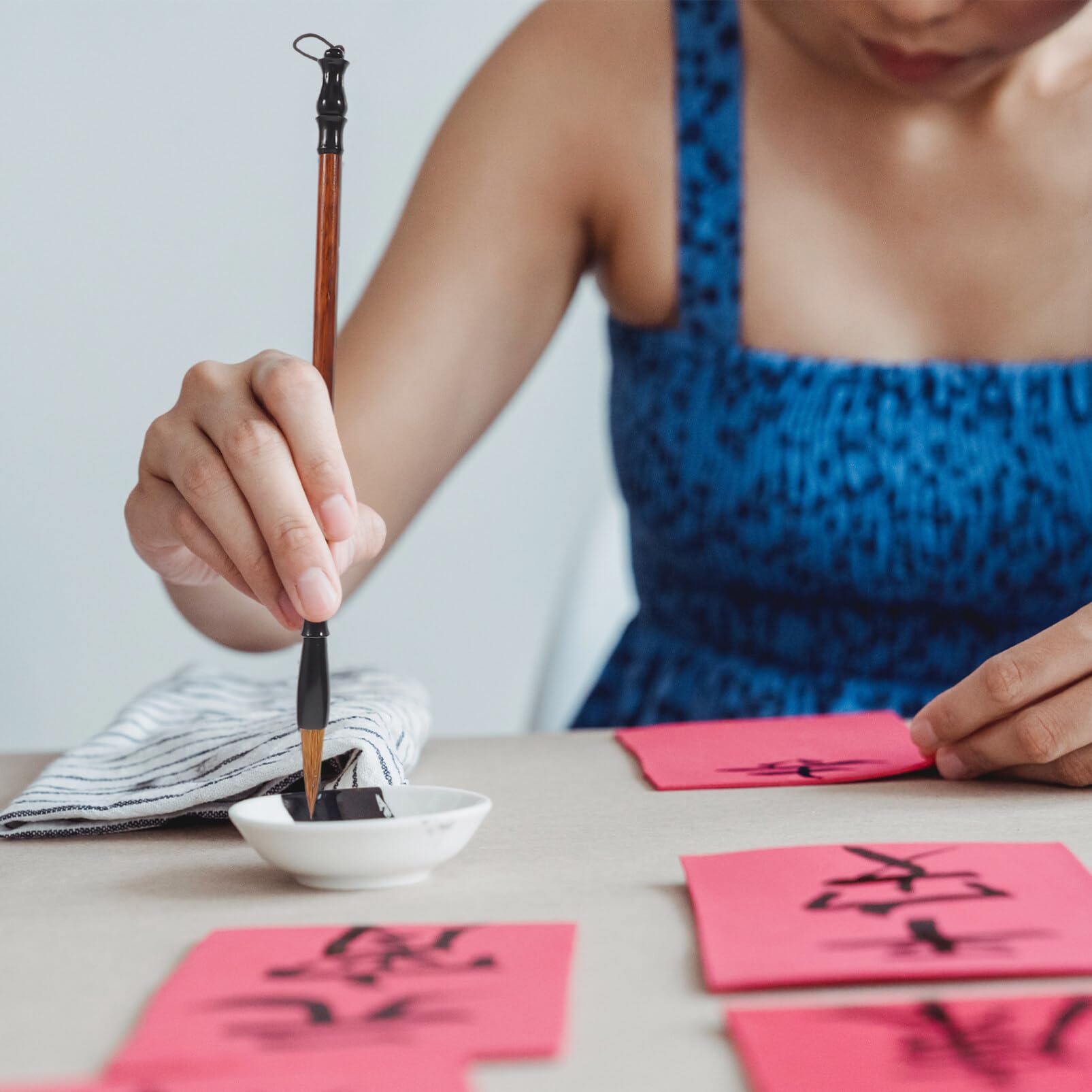 Chinesisches Kalligrafie Pinsel Satz aus Wolle für Traditionelle Kalligrafie und Zeichnung Bürstenset für Anfänger und Formelle Zeremonien