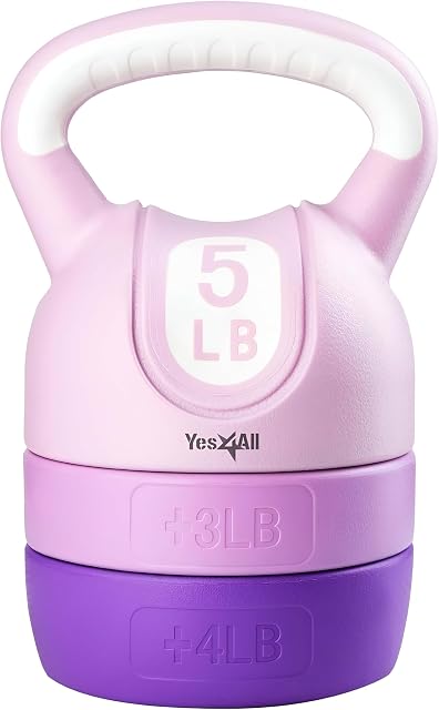 Yes4All Ensemble de poids réglables pour l'entraînement de la force des femmes, l'équipement d'entraînement Kettlebells pour le gymnastique domestique