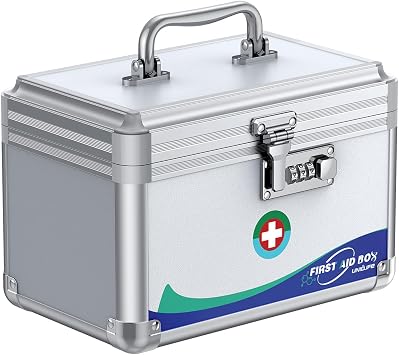 Uniclife Medicine Lock Box,10x6x6.5 in, Medication Lock Box With Code