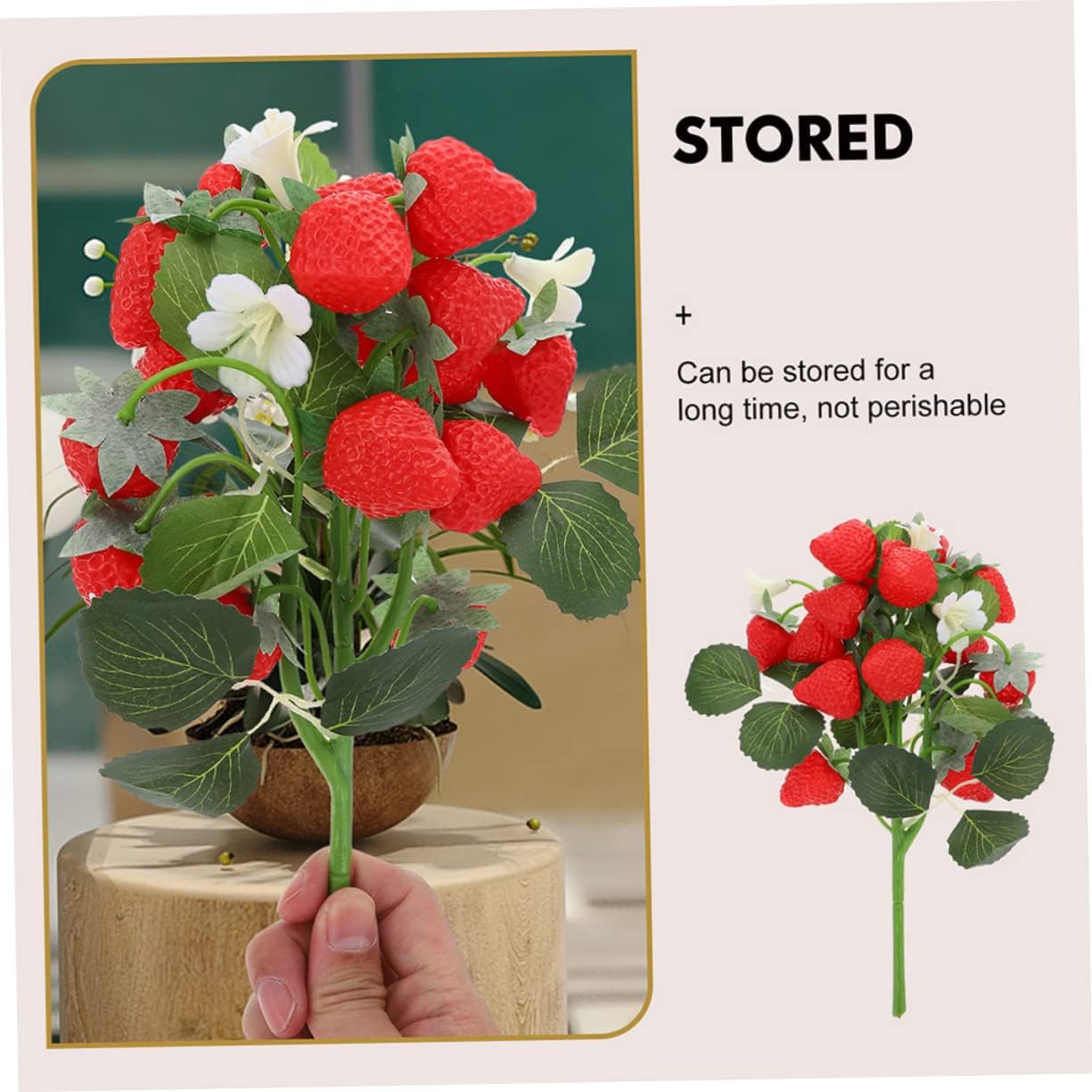 Yardwe 4pcs Vivid Artificial Strawberry Bouquet Realistic Faux Fruits for Home Decor Table Centerpiece Easy Care Tabletop Decoration for Shelf and Windowsill