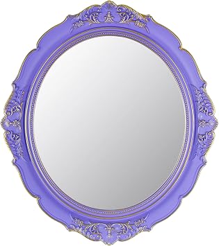 YCHMIR 14.8 x 13.1 inch Oval Wall Mirror Vintage Style Purple