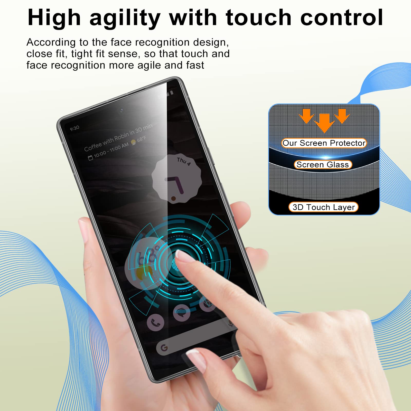 RXNMH 2 Pack Google Pixel 7A Phone Privacy Screen Protector, Anti