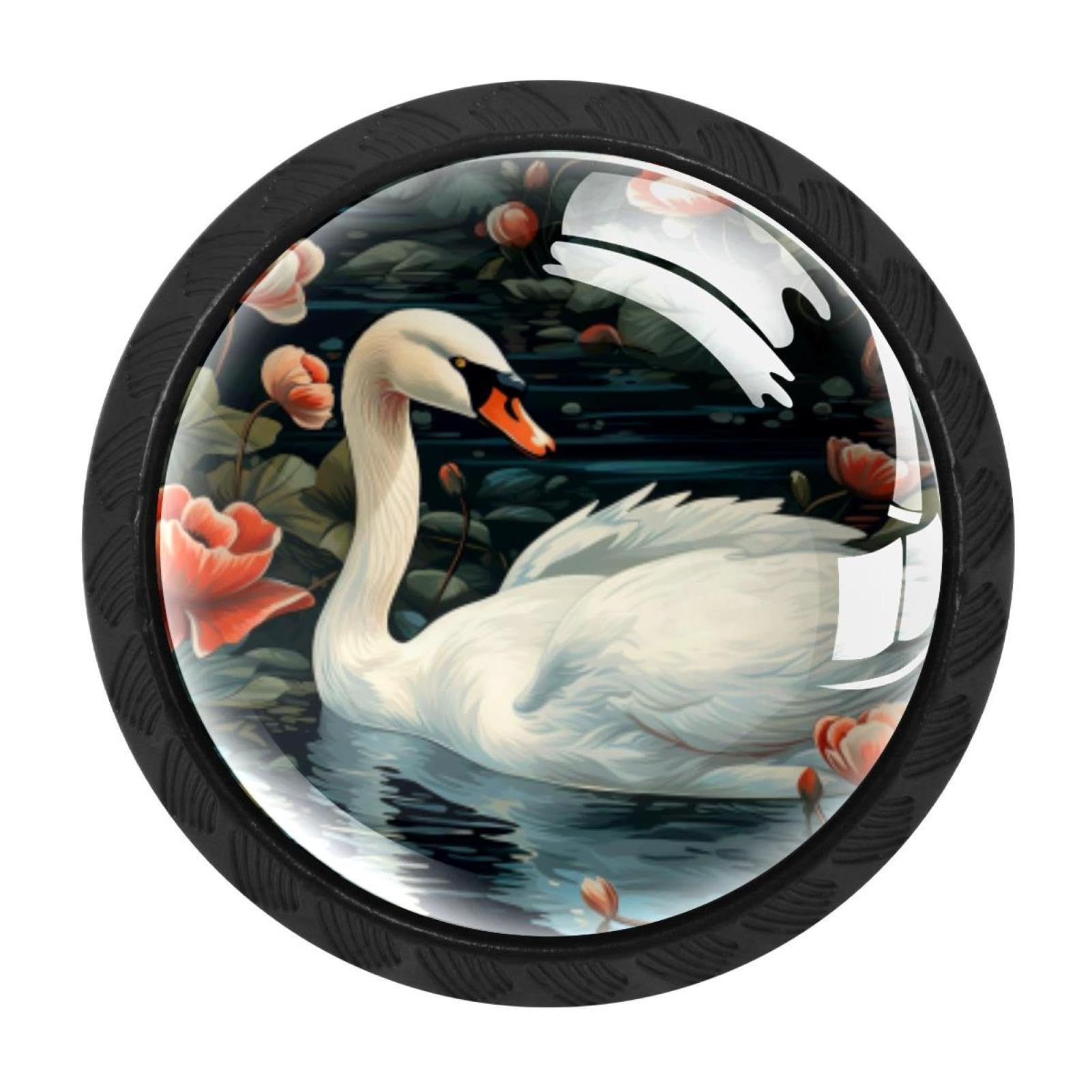 CHENZZZZ 4 Pack Cabinet Handles Swan Kitchen Drawer Pulls Furniture Door Handles for Cupboard Bedroom Wardrobe