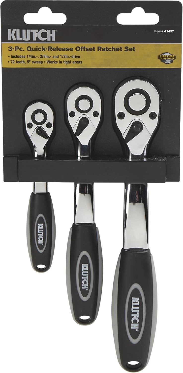 Klutch Quick-Release Offset Ratchets - 3-Pc. Set
