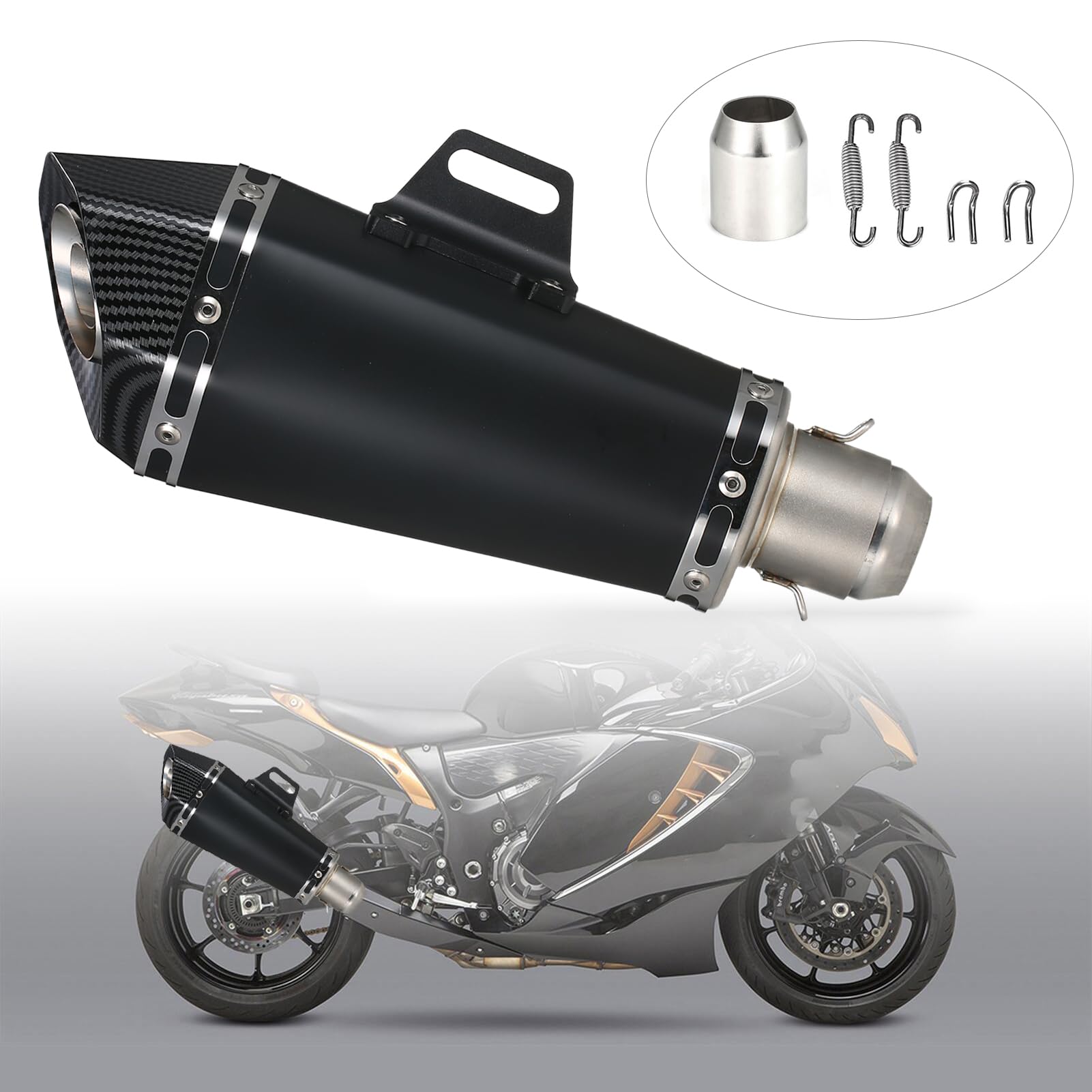 Silenciador de escape universal de 1,5 a 2 pulgadas para motocicleta, silenciador de escape de moda, resistente a altas temperaturas, repuesto para Moto ATV ZX6R 10R Z900 Z800 R3 R25 R6