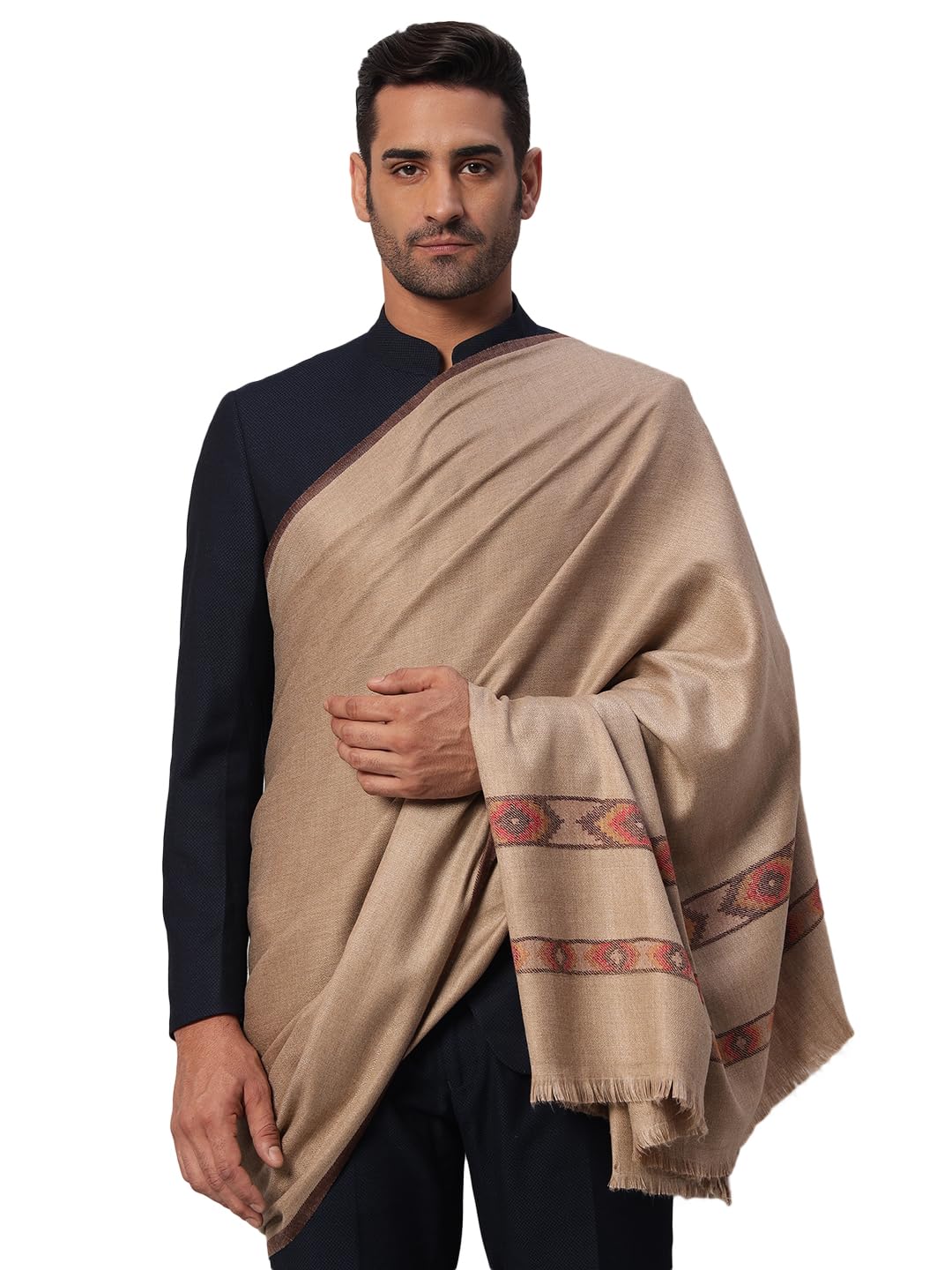 ravaiyaa - attitude is everything Men's Wool Shawl Luxury Solid Gents Lohi Winter Wear Long Stoles (92"x48" Inch)-picture-11