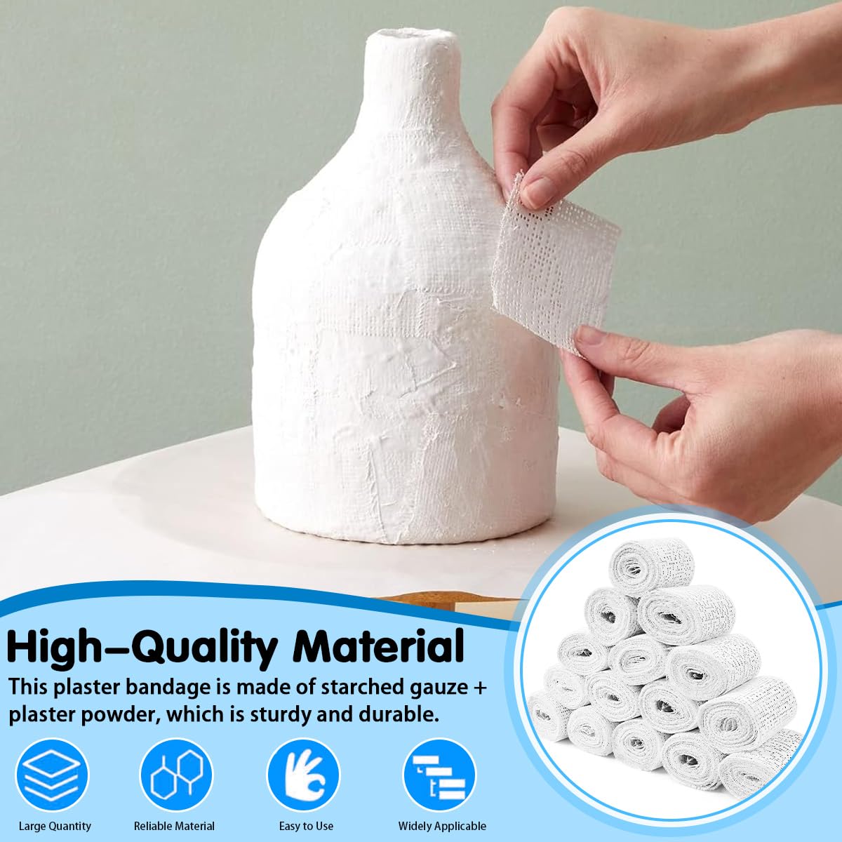 15 Pcs Bandes de Plâtre 5x270cm, Rouleaux de Plâtres pour Ventre de Femme Enceinte, Bande de Plâtre pour Moulage en Tissu, Bandes de Plâtres Sculpture, pour Modélisme Bricolage Séchage Rapide