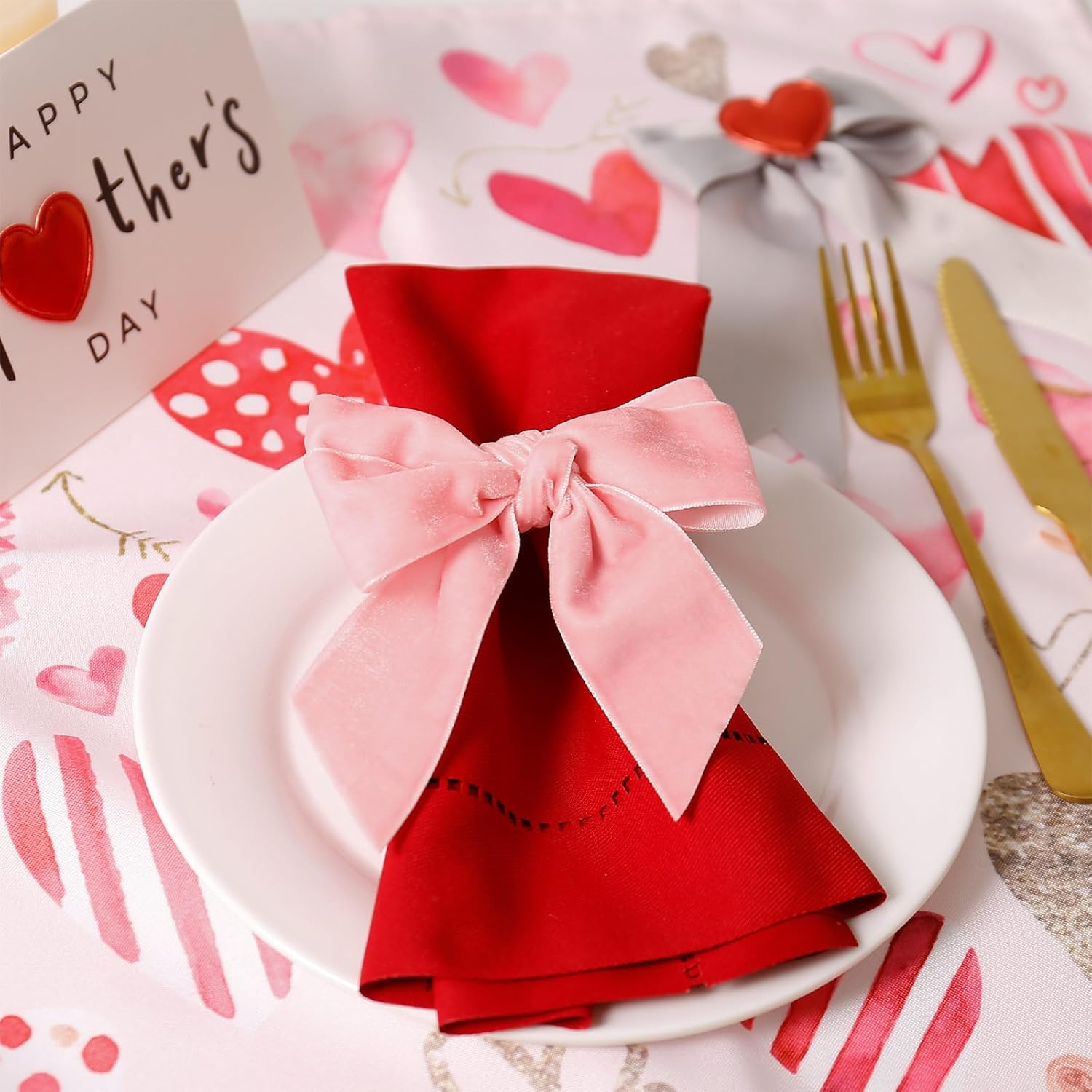 Chic Velvet Bow Napkin Rings Set of 12, Pink Butterfly Napkin Rings Holders for Spring Family Gathering Xmas Dinner Parties Holiday Home Table Setting(Pink Bow)