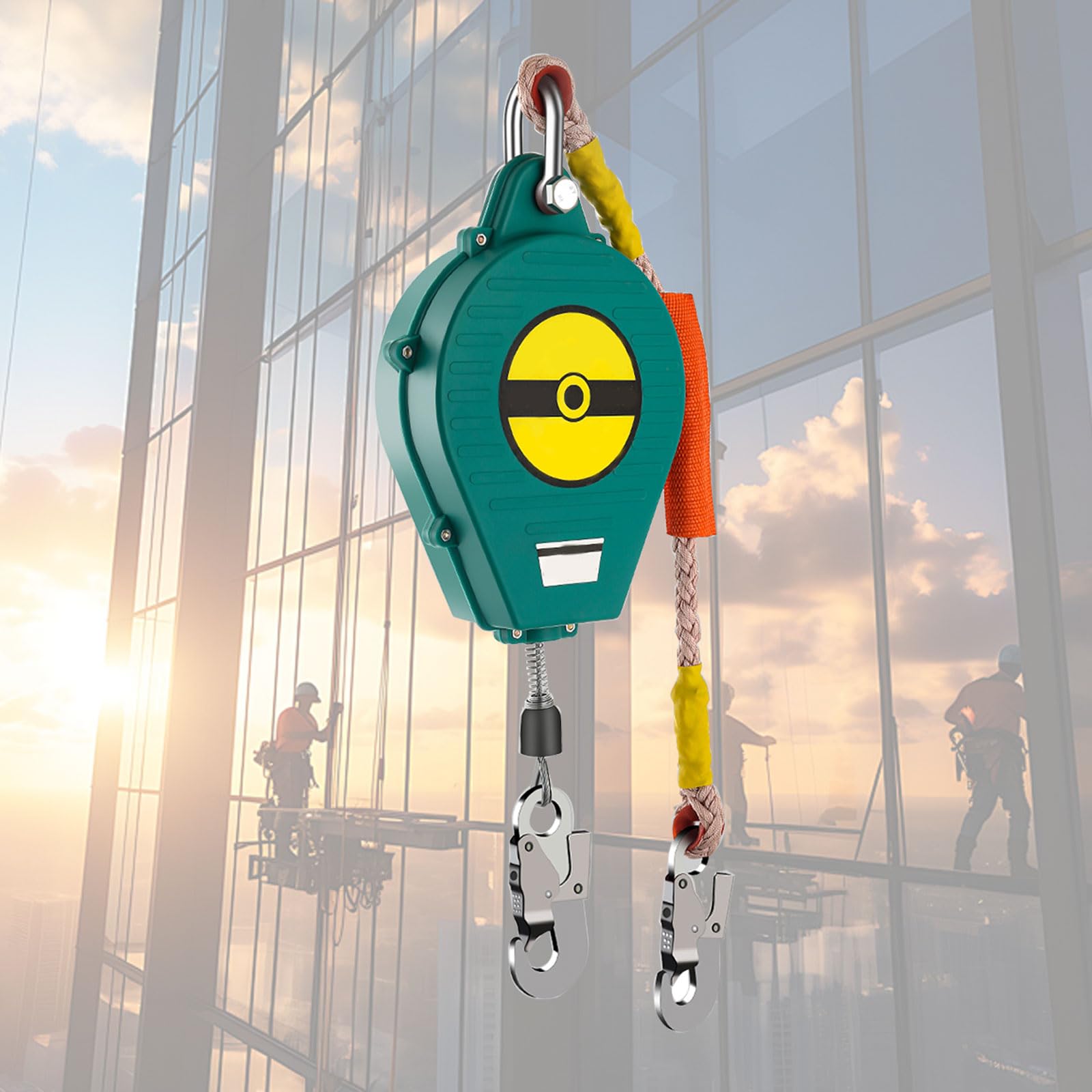 Arnes Linea de Vida Retractil Tejado 3-20m (5 metros) | 150kg Anticaidas Retractil Seguridad Trabajo Altura, Dispositivo Anticaida Retractil Homologado con Gancho Autoblocante