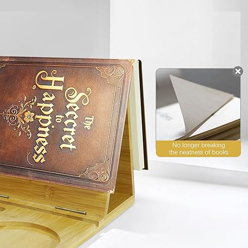 Miniatura 2 de ZenRich Soporte para libros de bambú y madera para reposar páginas, valet de lectura único de rincón de libros con taza, gafas y soporte para