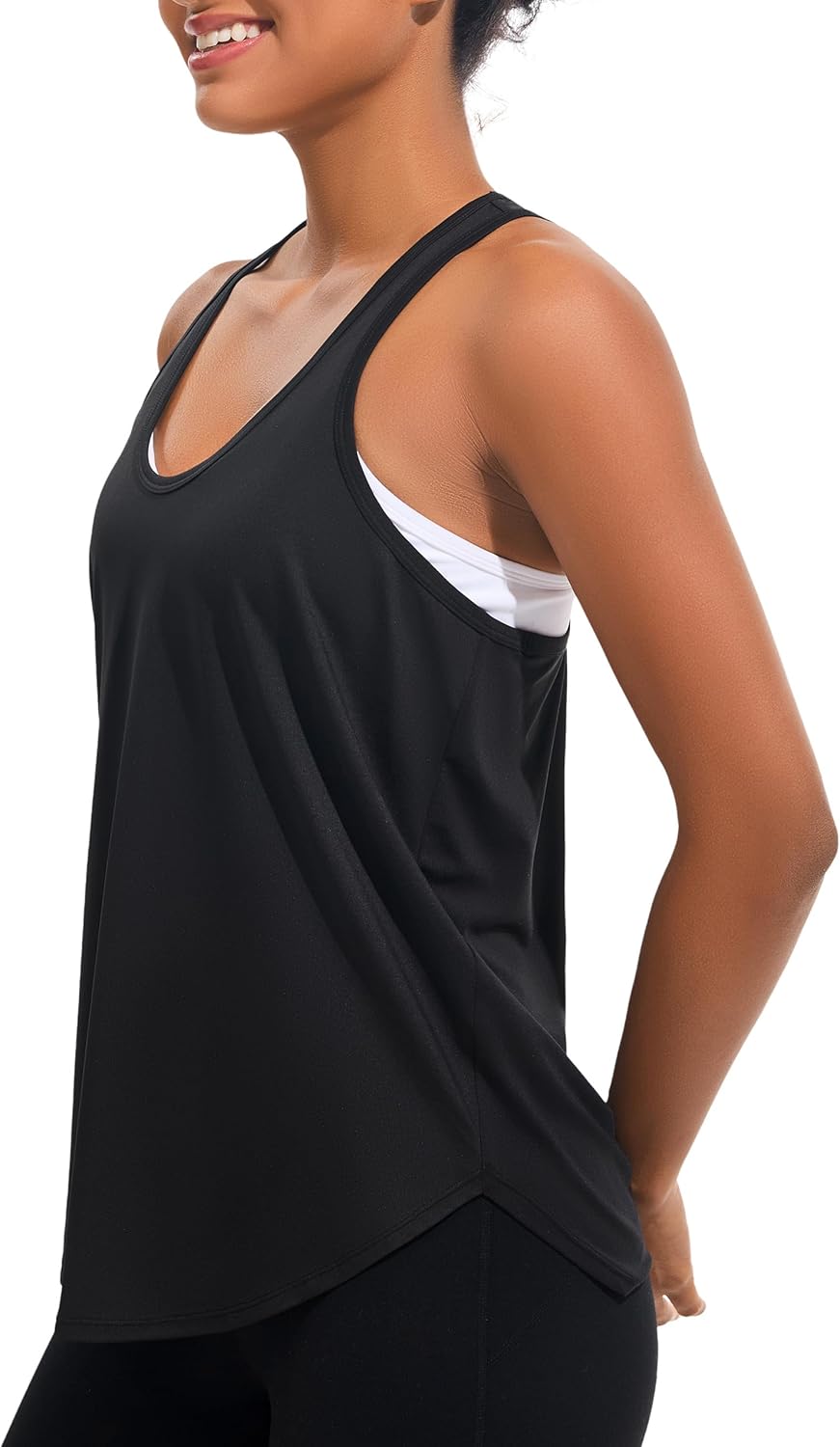 JOYSPELS Workout Tank Tops for Women, Ice Silk Quick Dry Athletic Running Shirts, Loose Fit Racerback Gym Tops - Image 4