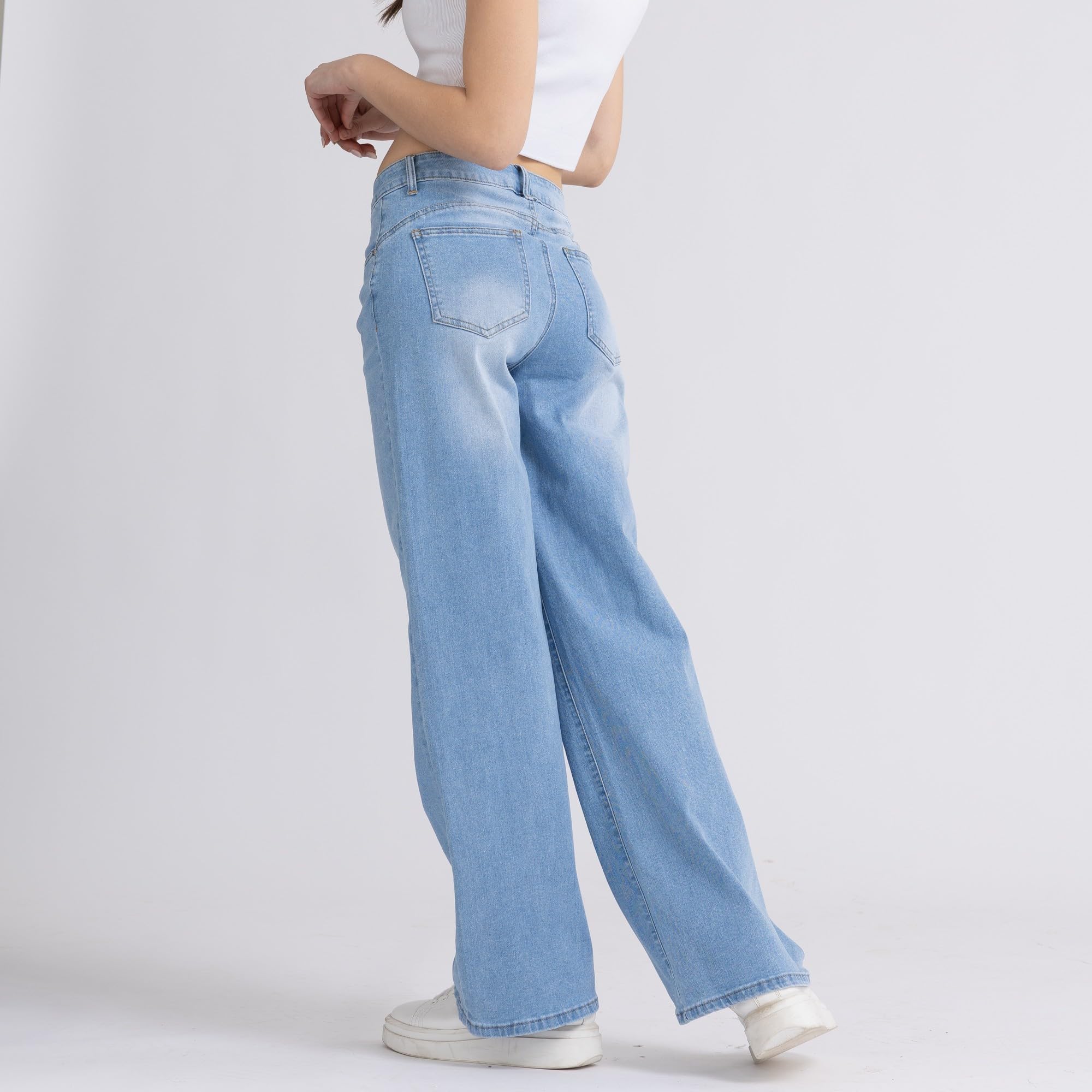Jeans Donna Vita Alta Larghi Baggy Wide Leg Fit Jeans