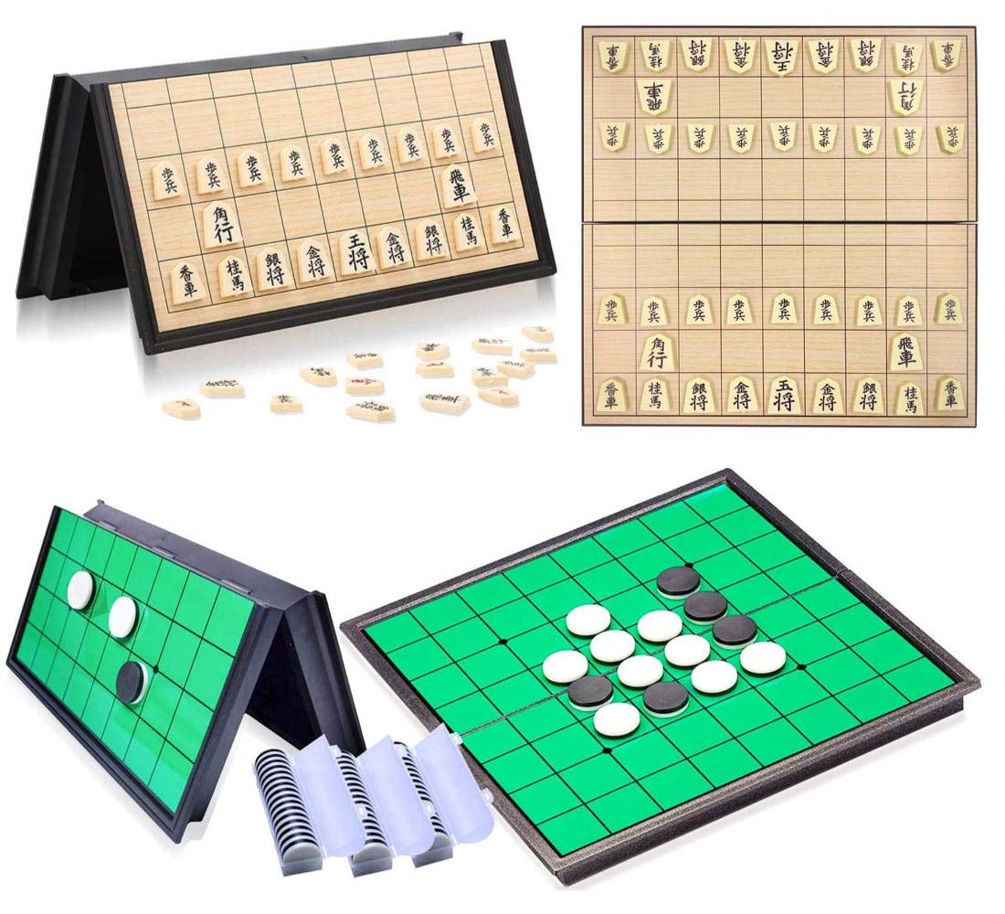 将棋リバーシ ボードゲーム セット マグネット式 ゲーム 折りたたみ 収納 盤上遊戯 二つセットマグネット式 棋盤 折りたたみ収納付きチェッカーボード